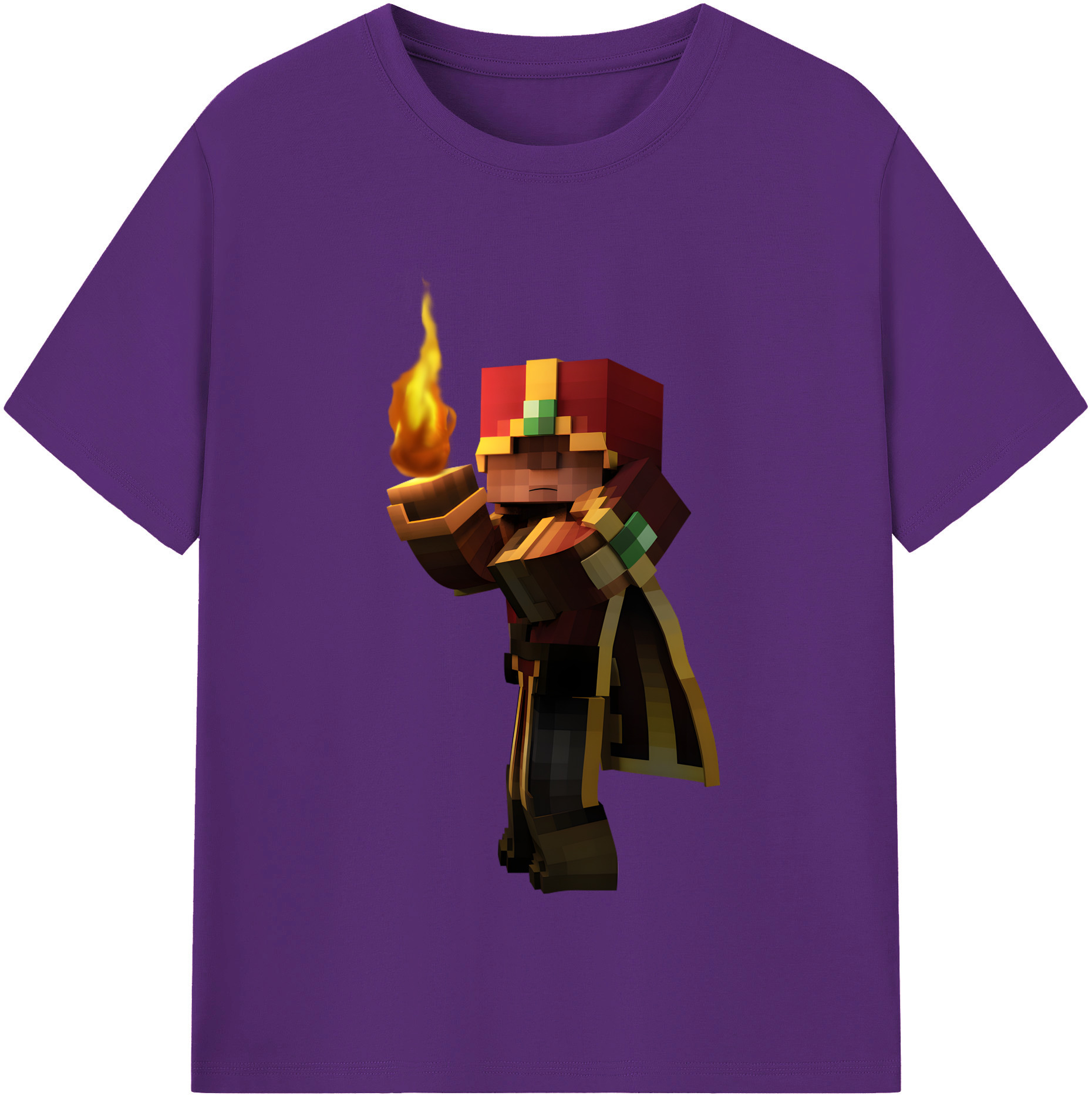 （画像用） マインクラフト ブロックの世界 Minecraft MC Block world 綿100％半袖Tシャツ（フロントプリント）