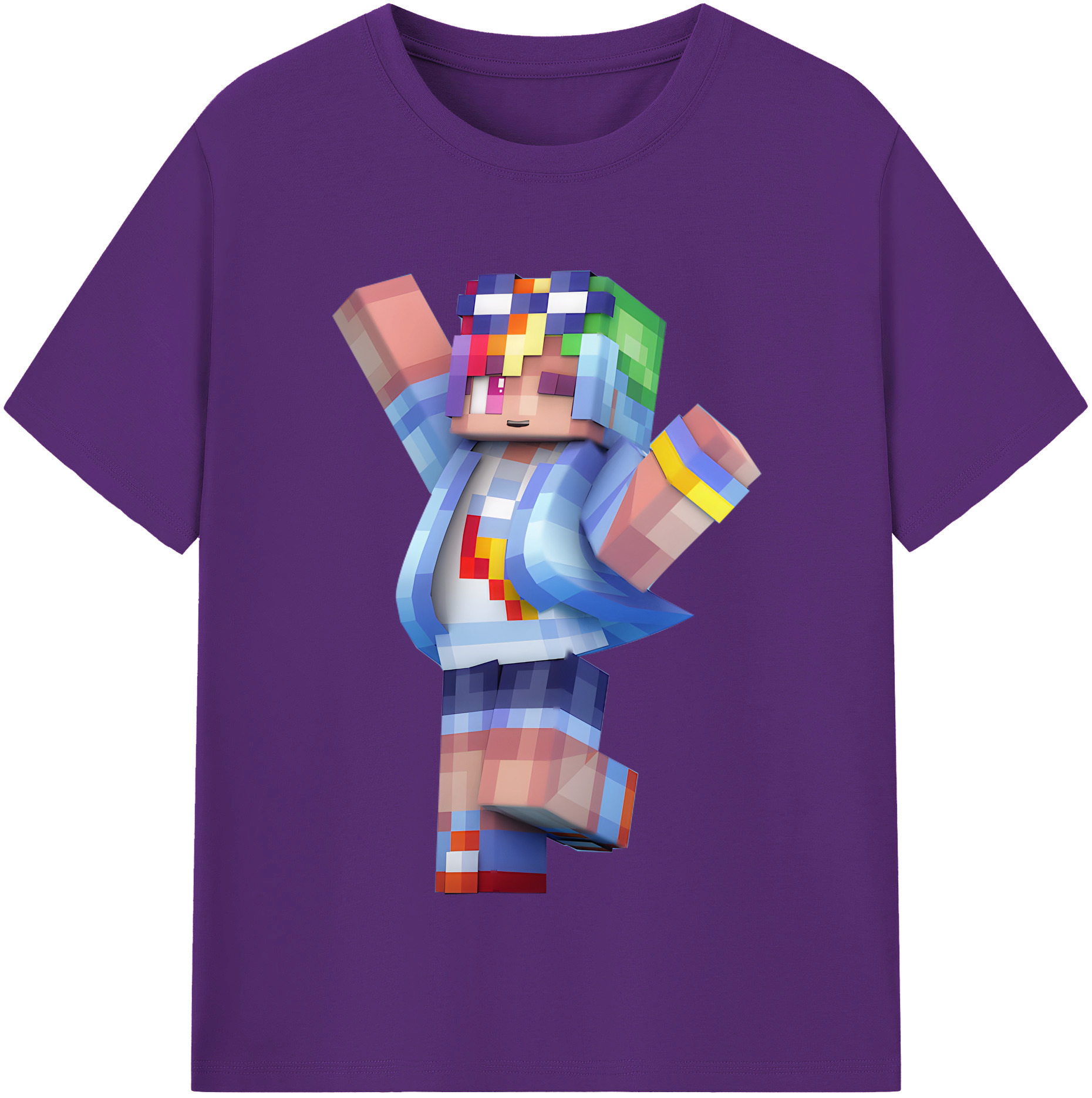 （画像用） マインクラフト ブロックの世界 Minecraft MC Block world 綿100％半袖Tシャツ（フロントプリント）