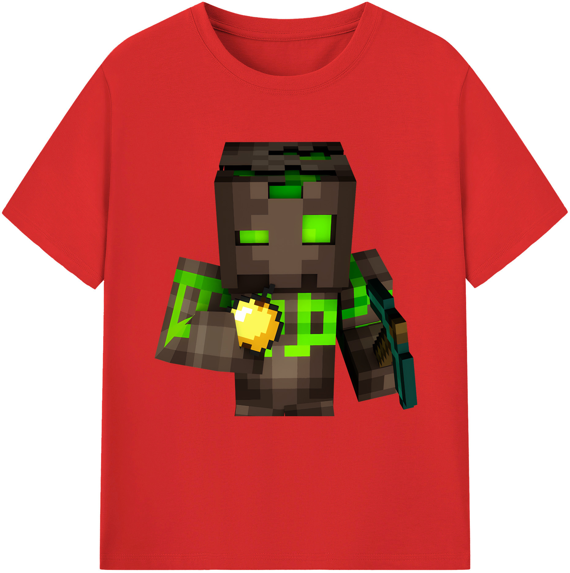 （画像用） マインクラフト ブロックの世界 Minecraft MC Block world 綿100％半袖Tシャツ（フロントプリント）