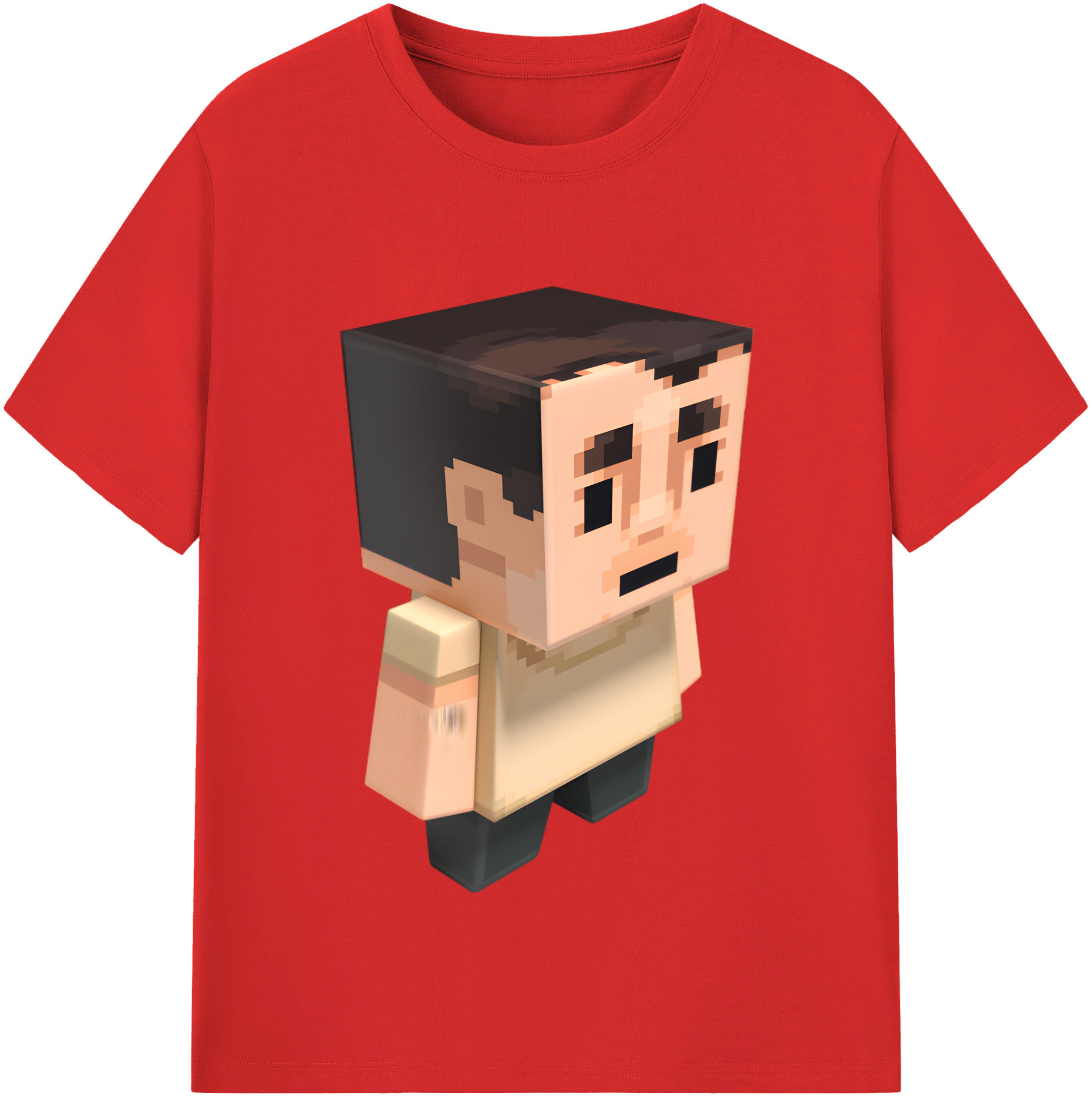 （画像用） マインクラフト ブロックの世界 Minecraft MC Block world 綿100％半袖Tシャツ（フロントプリント）