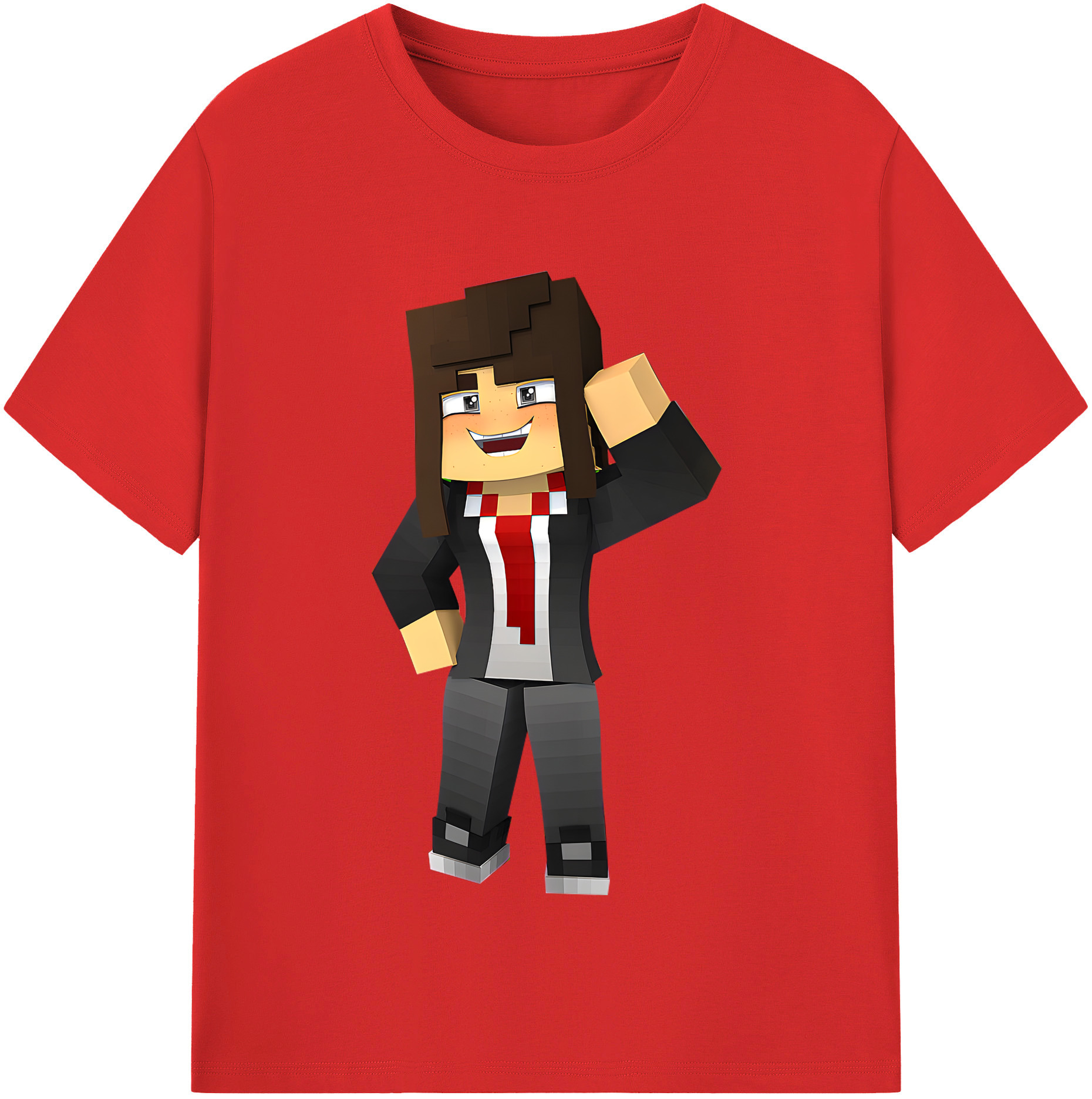 （画像用） マインクラフト ブロックの世界 Minecraft MC Block world 綿100％半袖Tシャツ（フロントプリント）