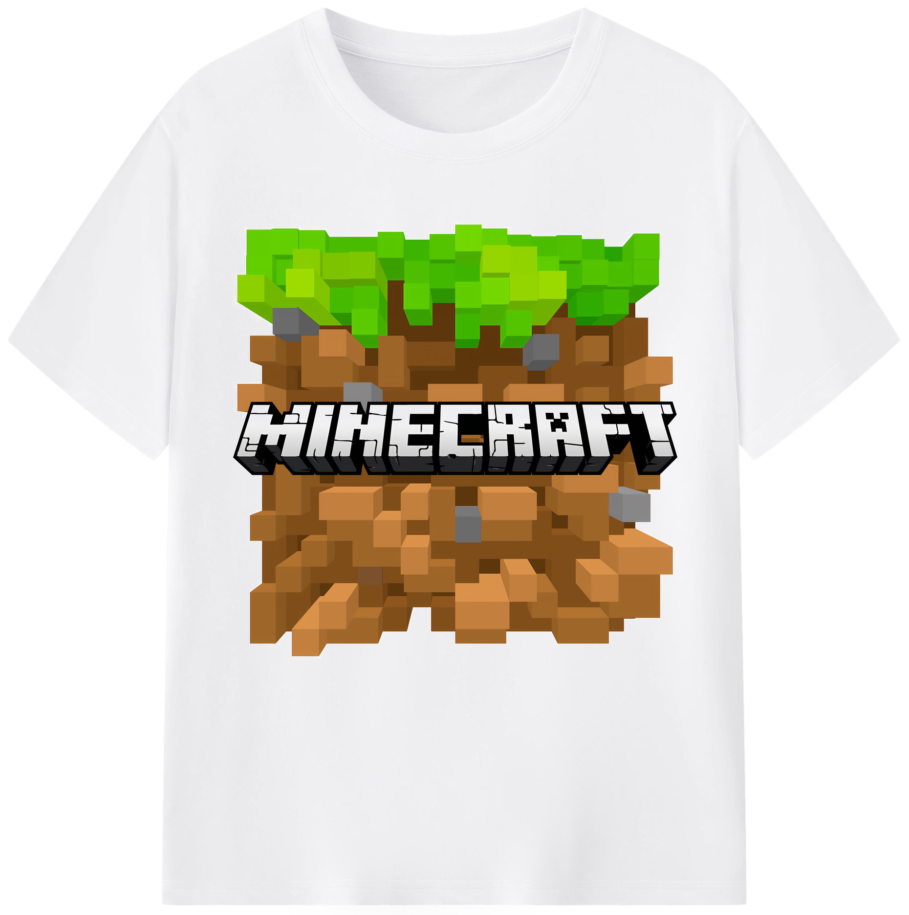 （画像用） マインクラフト ブロックの世界 Minecraft MC Block world 綿100％半袖Tシャツ（フロントプリント）
