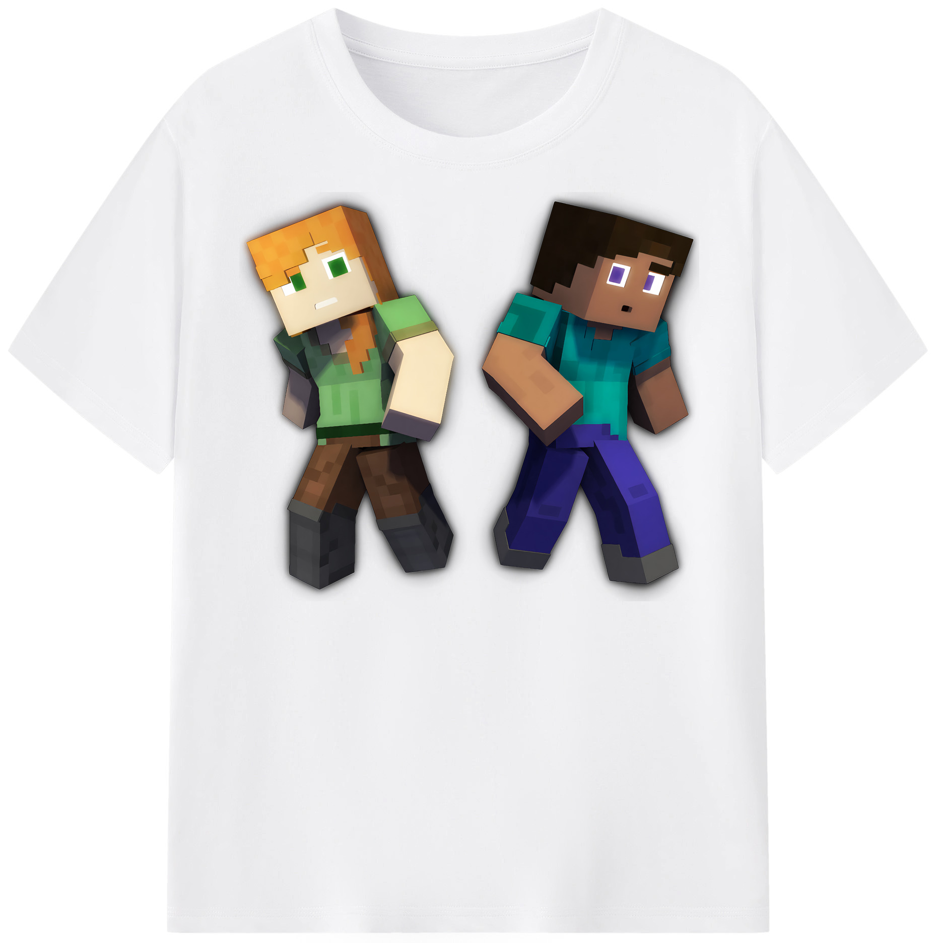 （画像用） マインクラフト ブロックの世界 Minecraft MC Block world 綿100％半袖Tシャツ（フロントプリント）