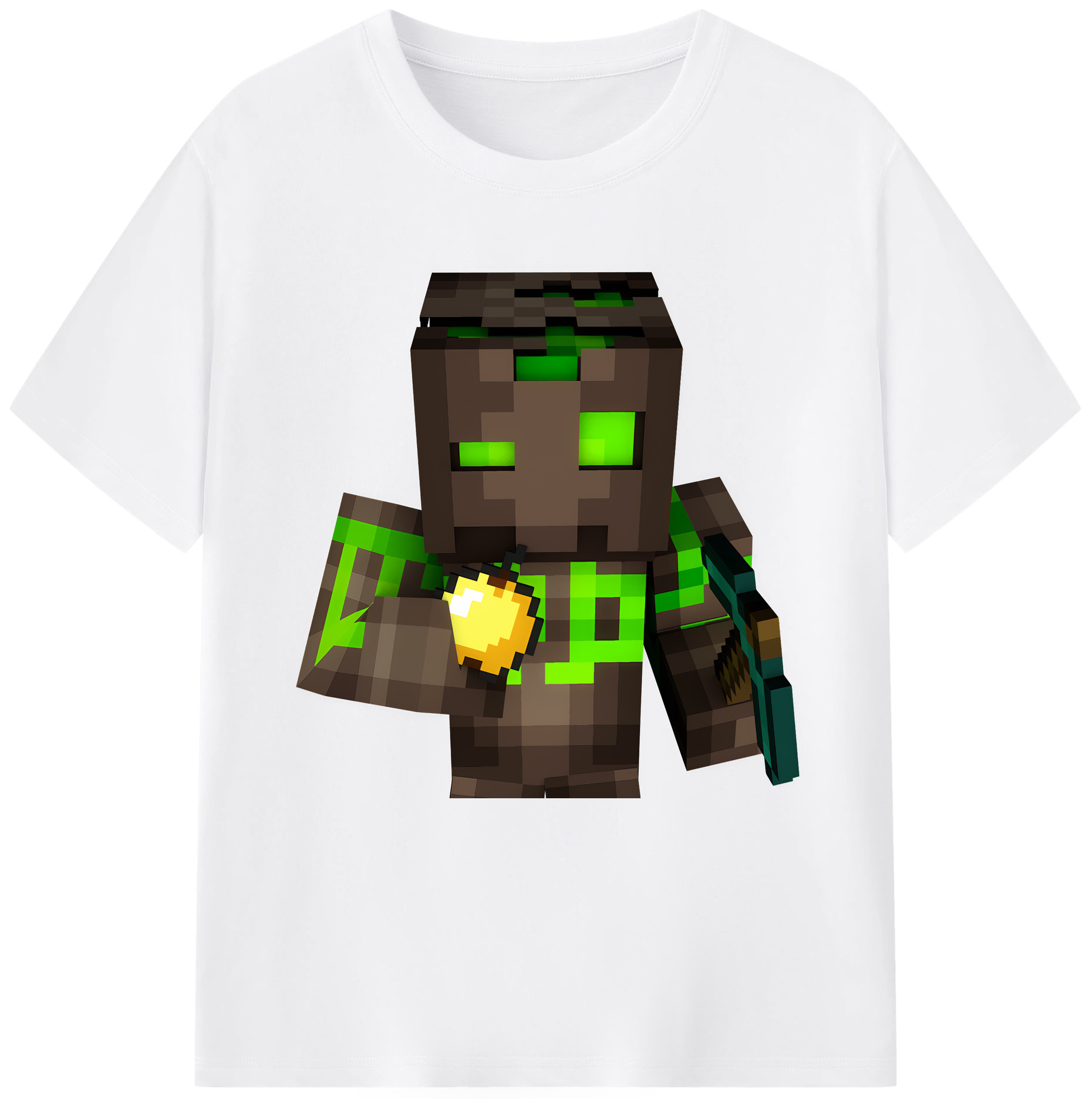 （画像用） マインクラフト ブロックの世界 Minecraft MC Block world 綿100％半袖Tシャツ（フロントプリント）