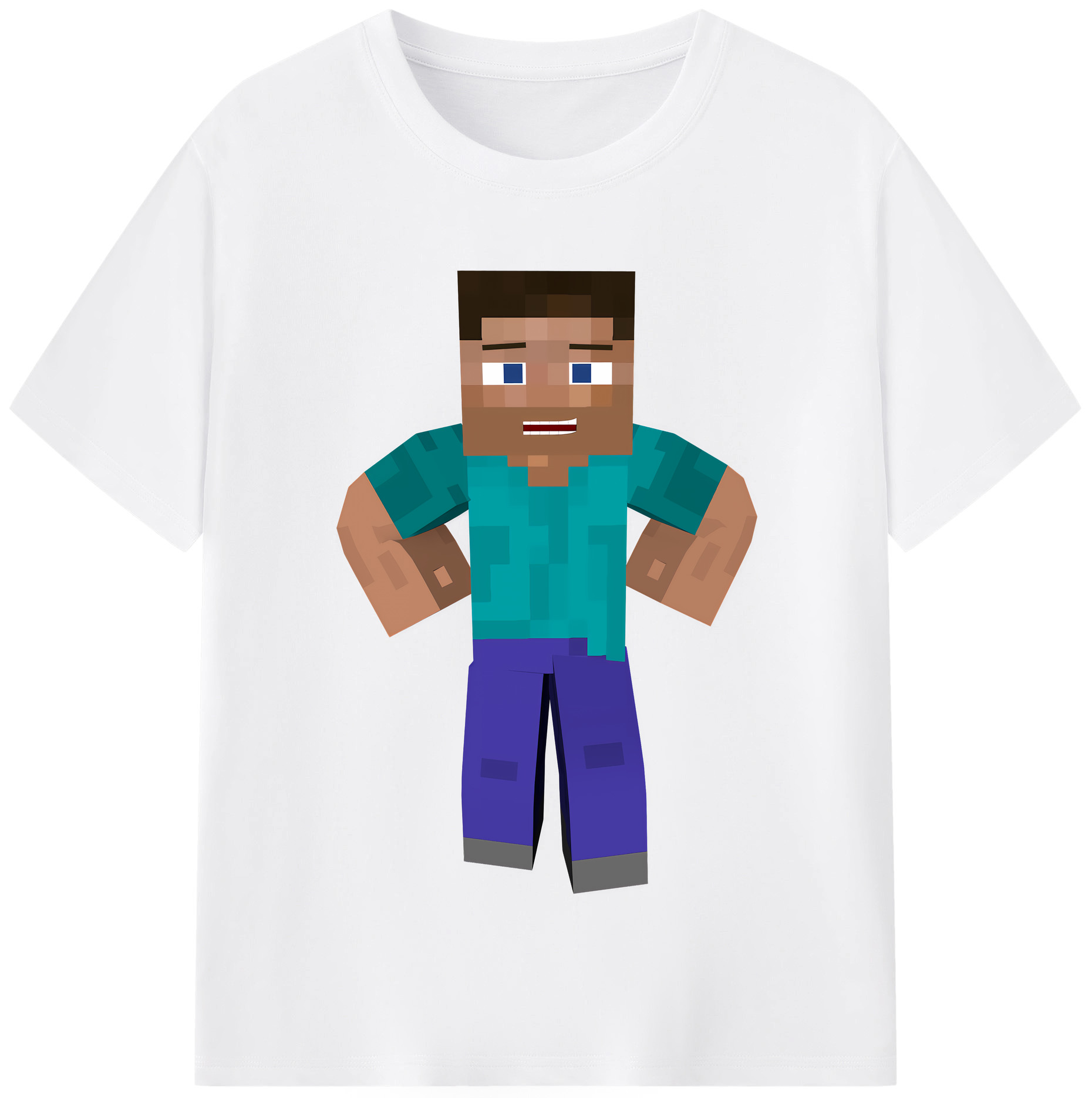 （画像用） マインクラフト ブロックの世界 Minecraft MC Block world 綿100％半袖Tシャツ（フロントプリント）
