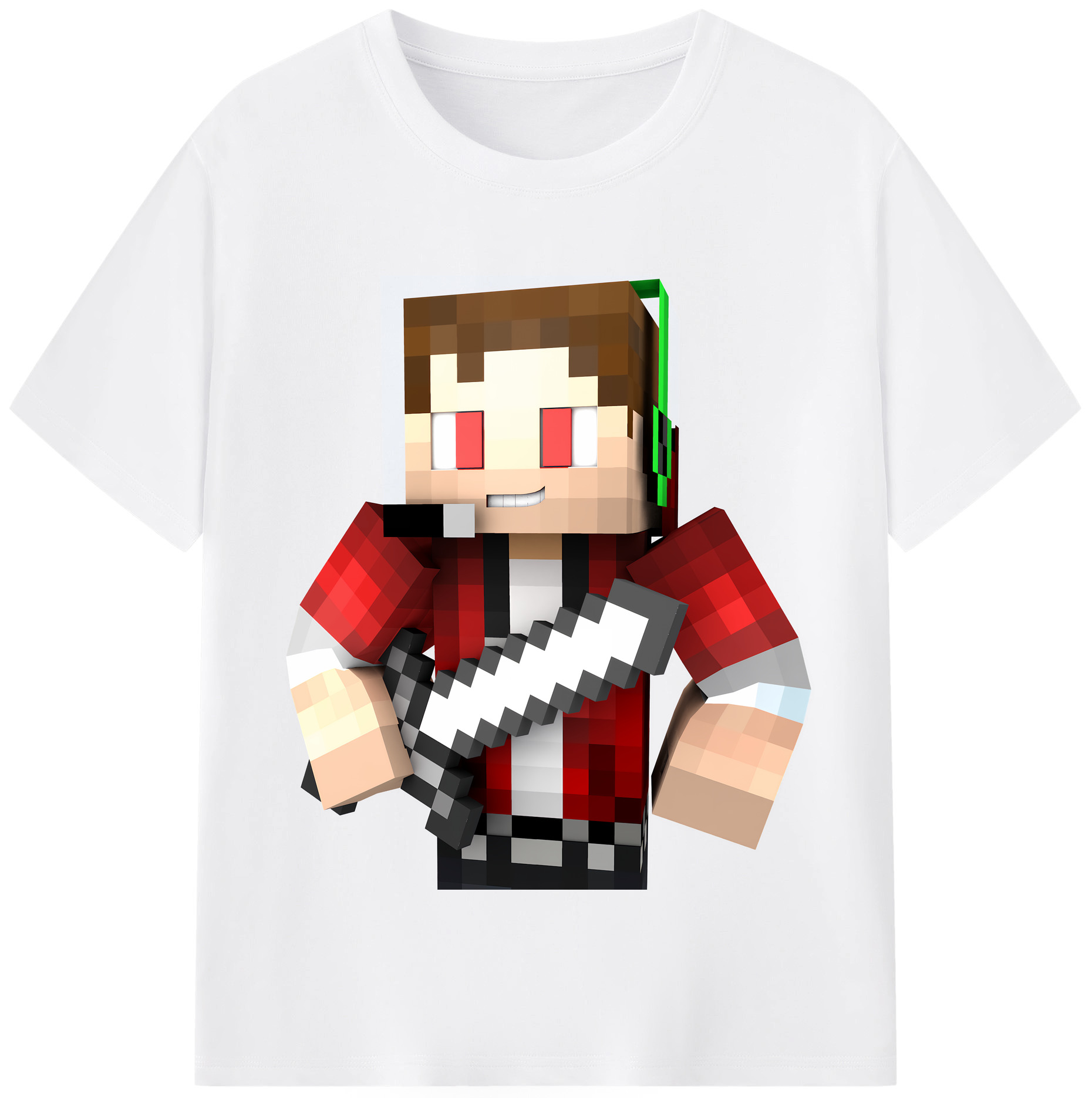 （画像用） マインクラフト ブロックの世界 Minecraft MC Block world 綿100％半袖Tシャツ（フロントプリント）
