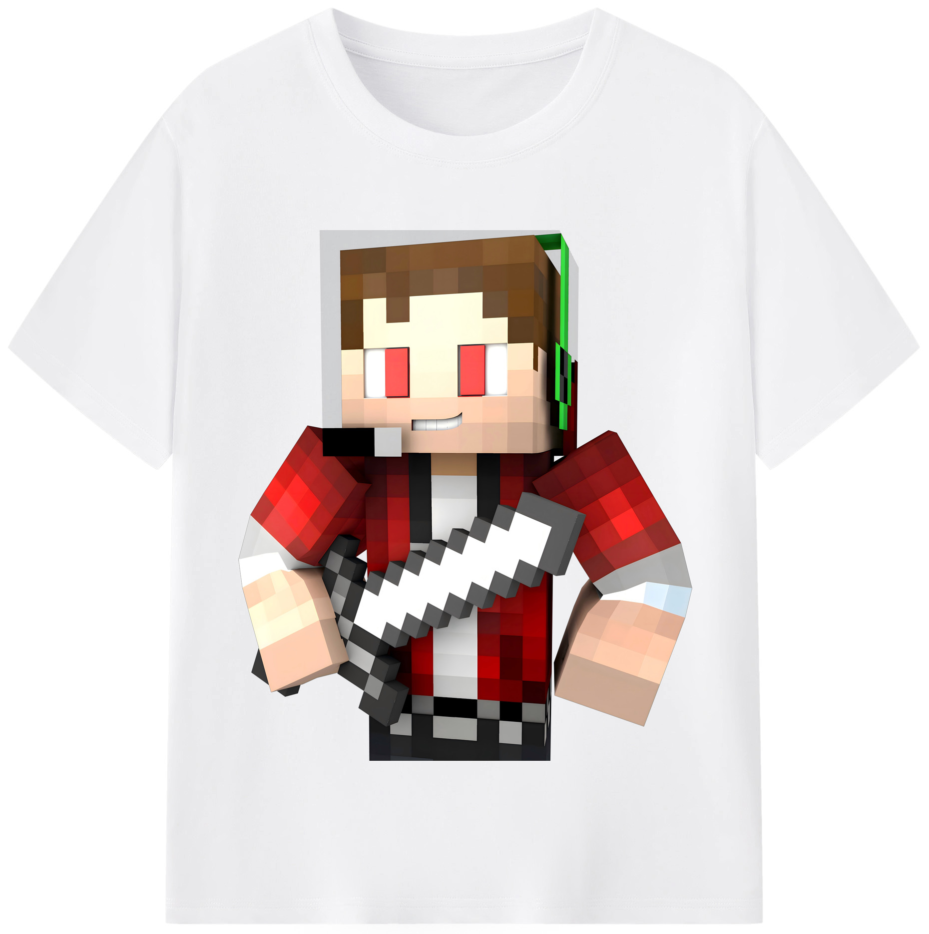 （画像用） マインクラフト ブロックの世界 Minecraft MC Block world 綿100％半袖Tシャツ（フロントプリント）