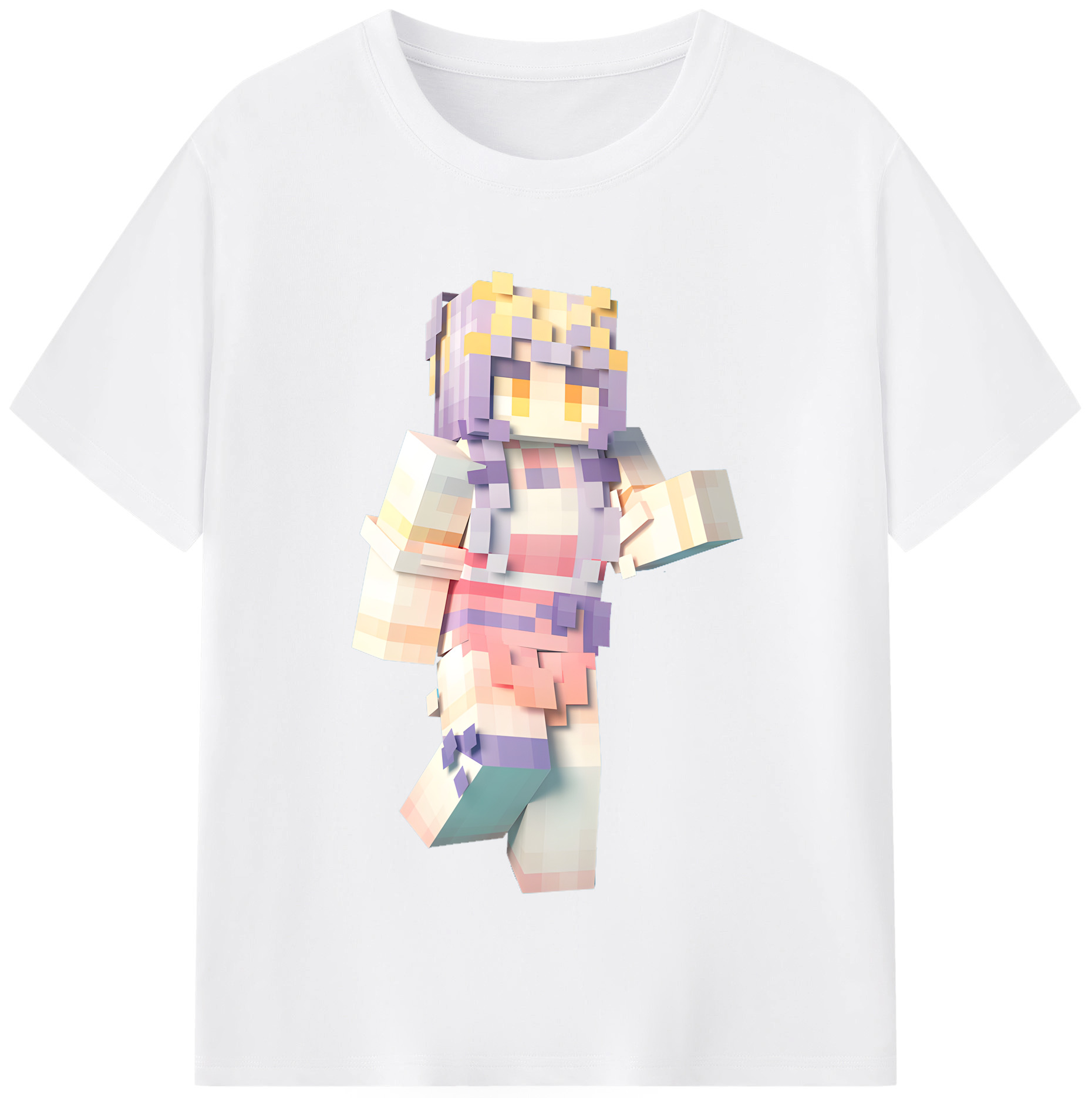 （画像用） マインクラフト ブロックの世界 Minecraft MC Block world 綿100％半袖Tシャツ（フロントプリント）