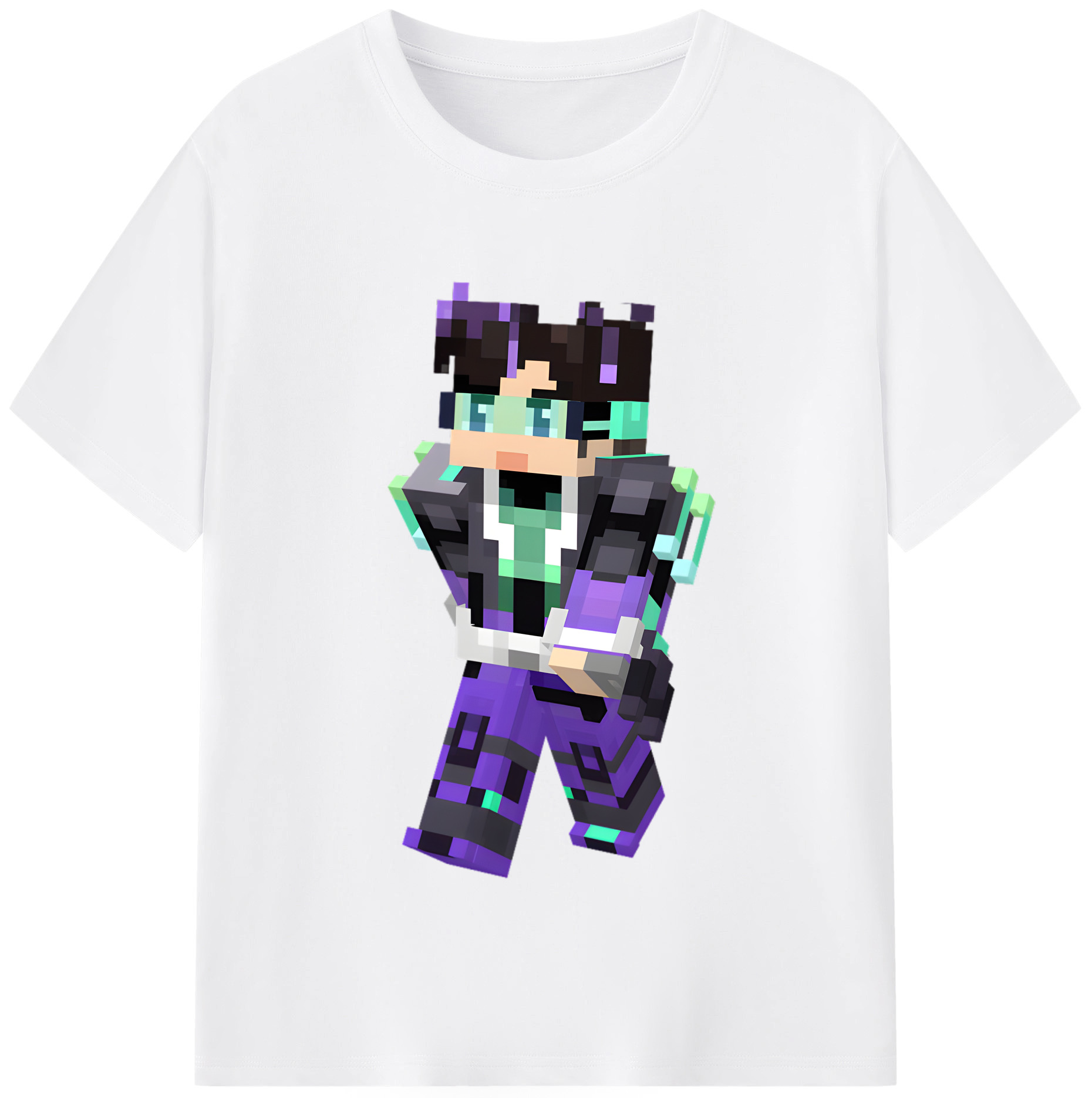（画像用） マインクラフト ブロックの世界 Minecraft MC Block world 綿100％半袖Tシャツ（フロントプリント）