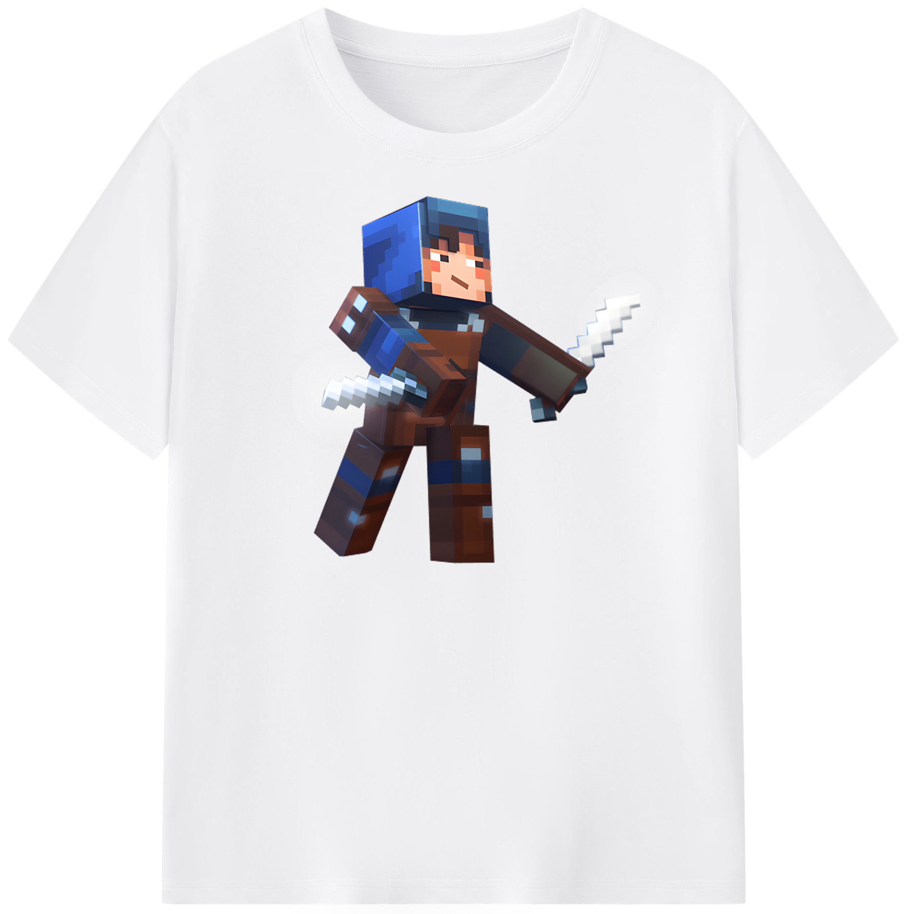（画像用） マインクラフト ブロックの世界 Minecraft MC Block world 綿100％半袖Tシャツ（フロントプリント）