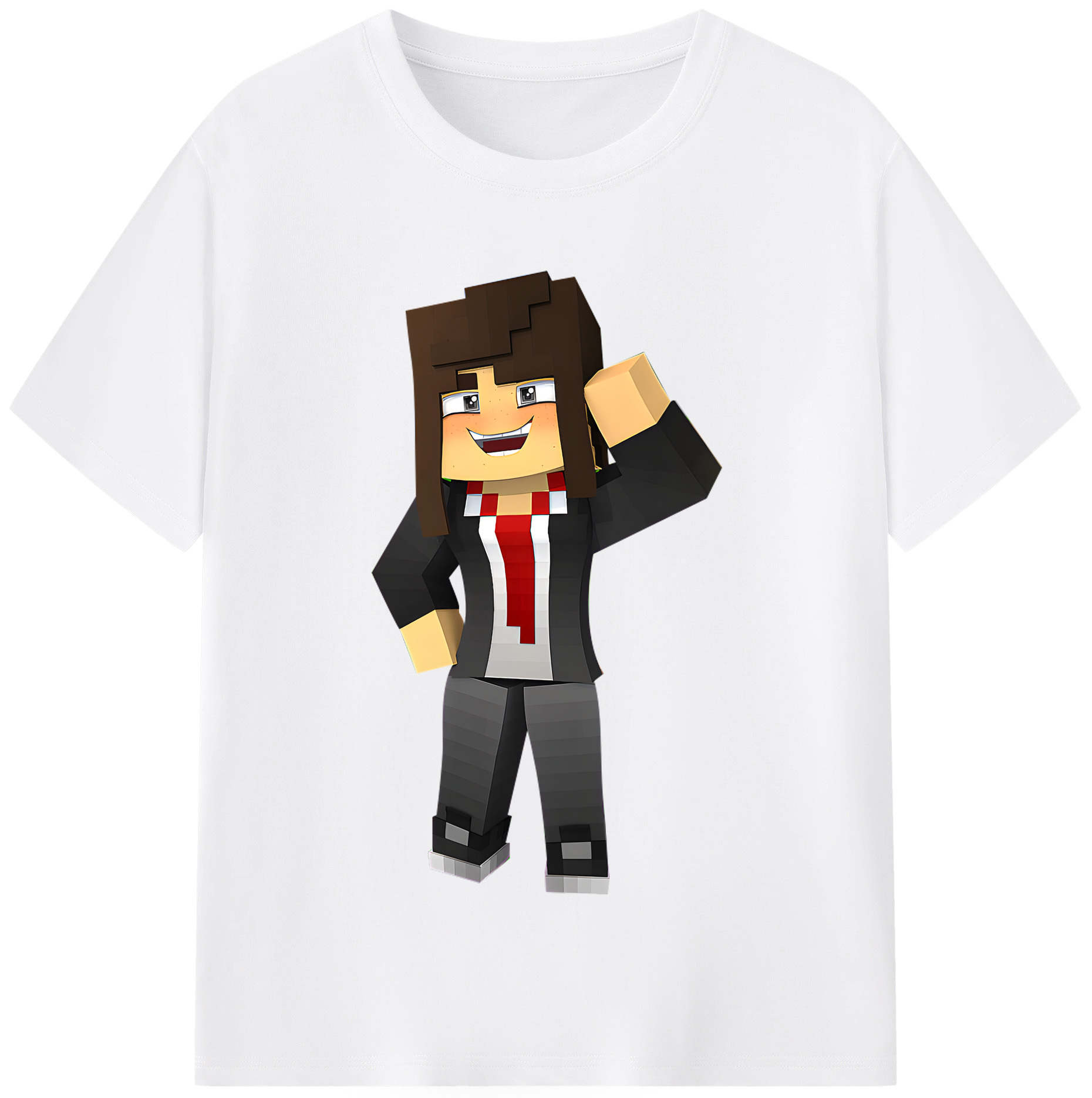 （画像用） マインクラフト ブロックの世界 Minecraft MC Block world 綿100％半袖Tシャツ（フロントプリント）