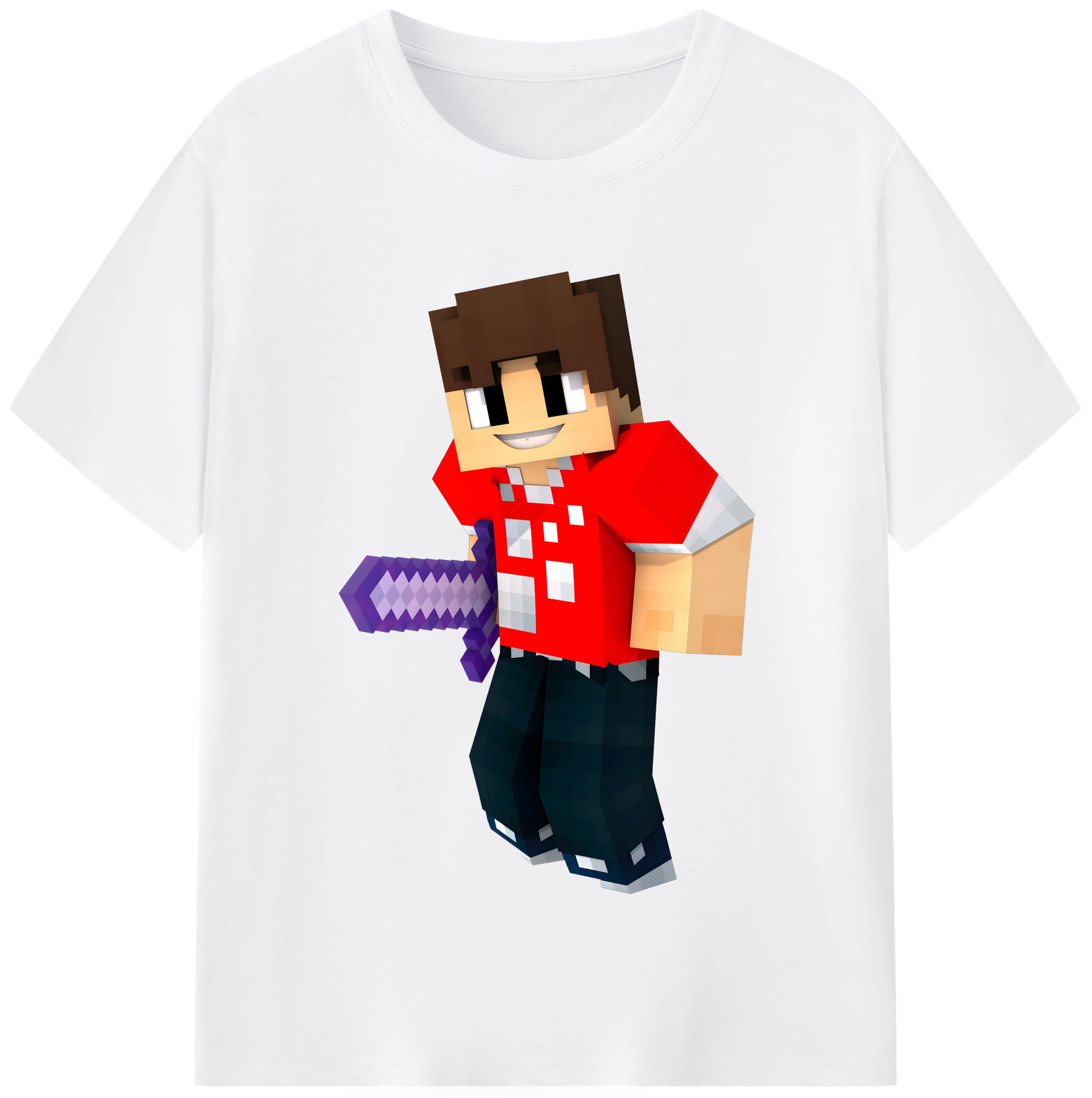 （画像用） マインクラフト ブロックの世界 Minecraft MC Block world 綿100％半袖Tシャツ（フロントプリント）