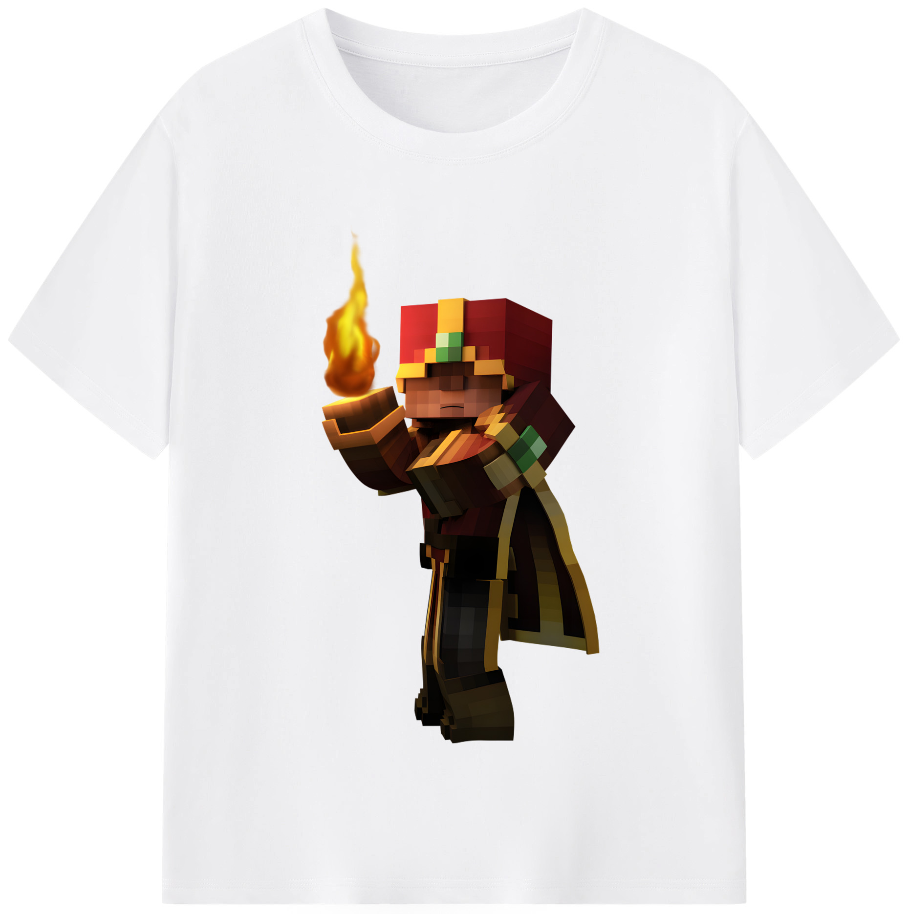 （画像用） マインクラフト ブロックの世界 Minecraft MC Block world 綿100％半袖Tシャツ（フロントプリント）