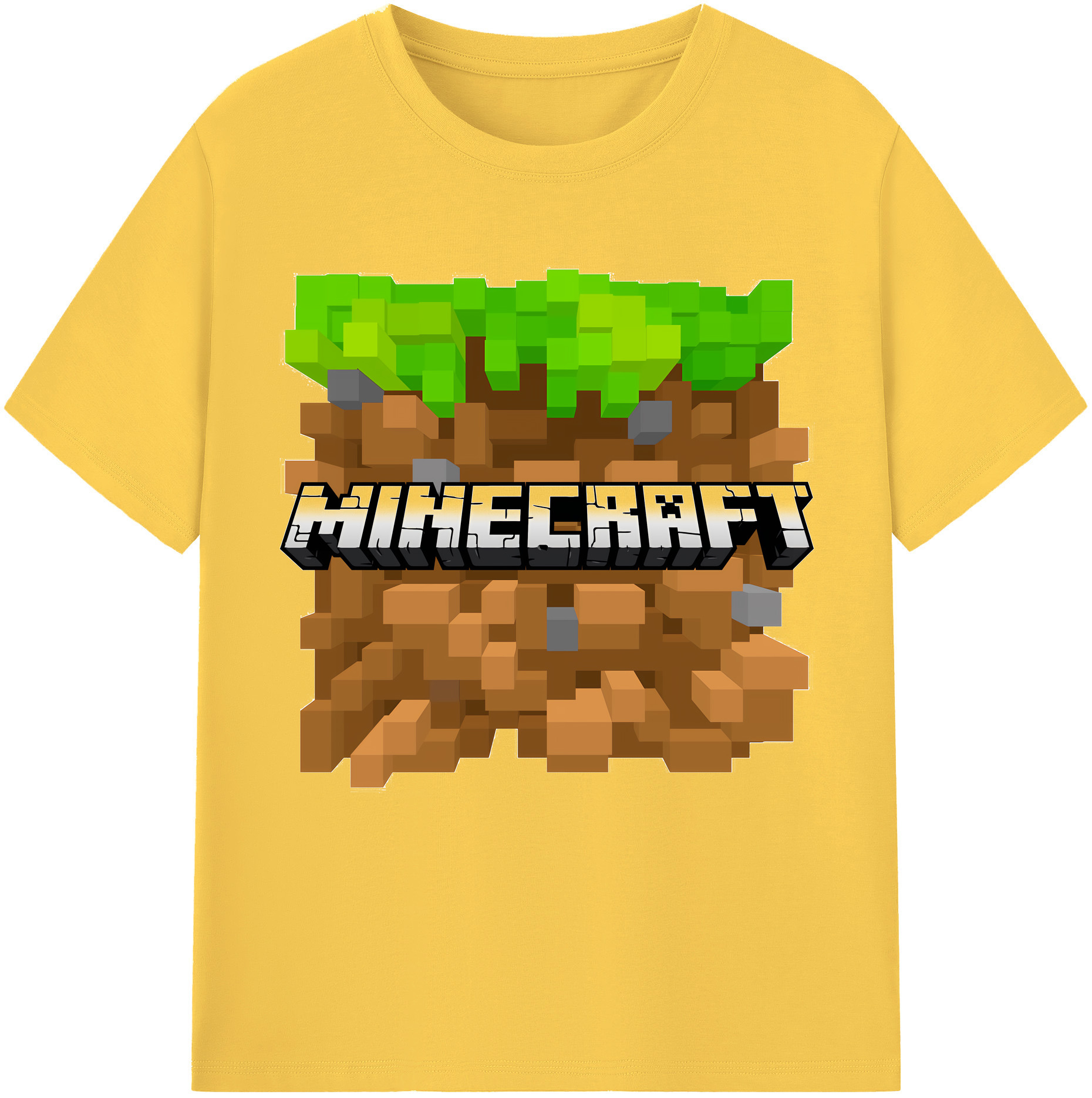 （画像用） マインクラフト ブロックの世界 Minecraft MC Block world 綿100％半袖Tシャツ（フロントプリント）