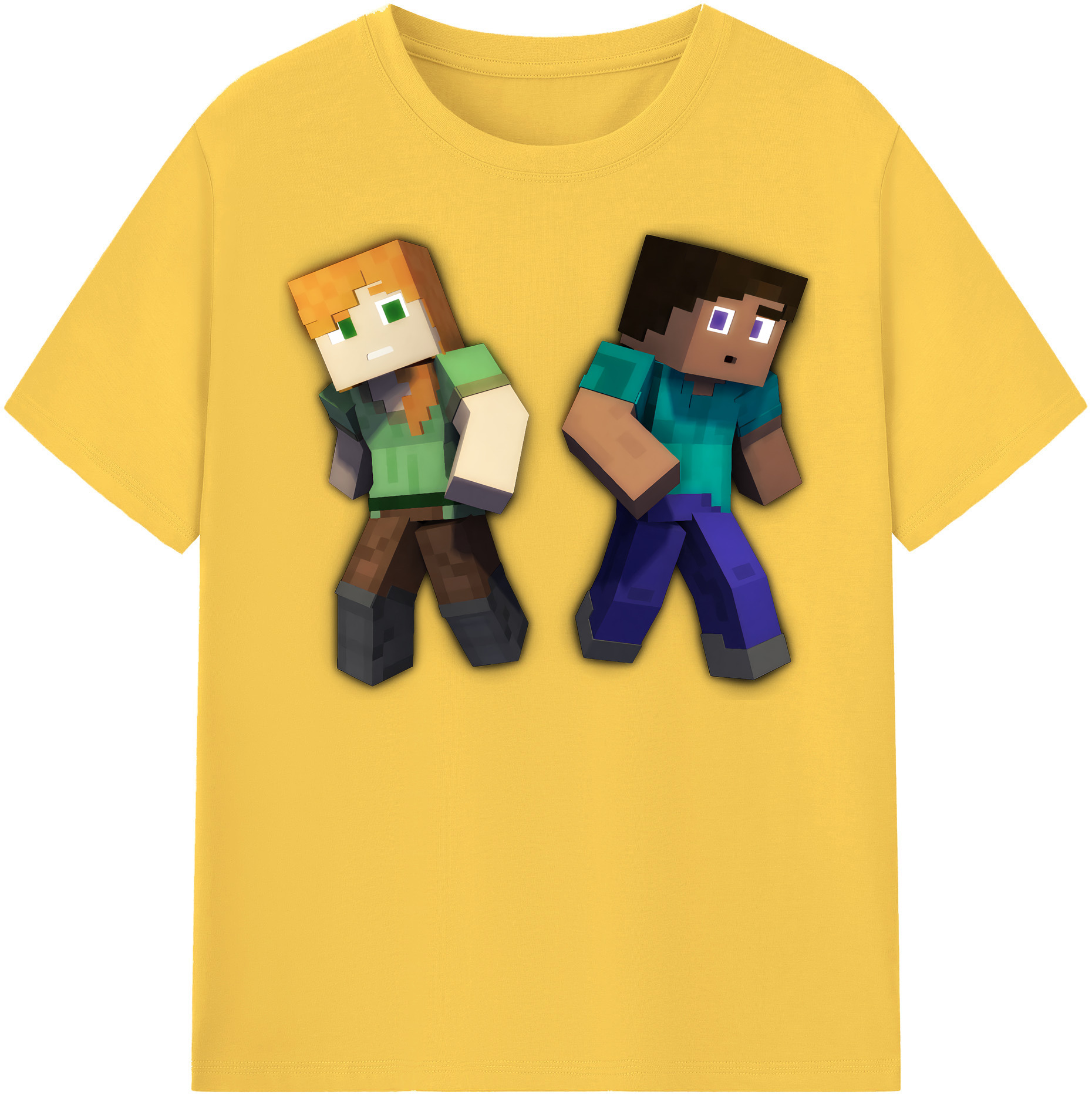 （画像用） マインクラフト ブロックの世界 Minecraft MC Block world 綿100％半袖Tシャツ（フロントプリント）