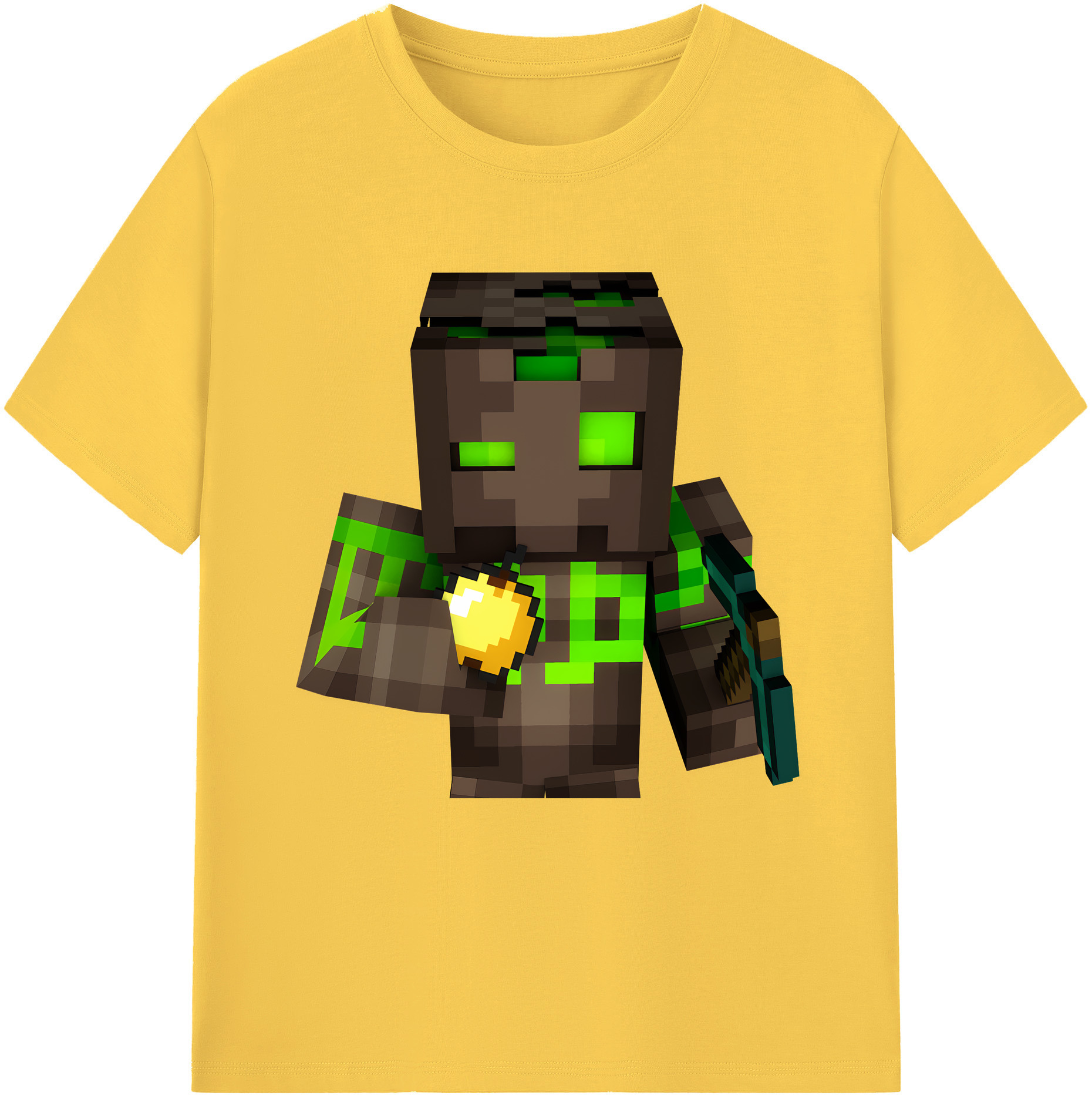 （画像用） マインクラフト ブロックの世界 Minecraft MC Block world 綿100％半袖Tシャツ（フロントプリント）