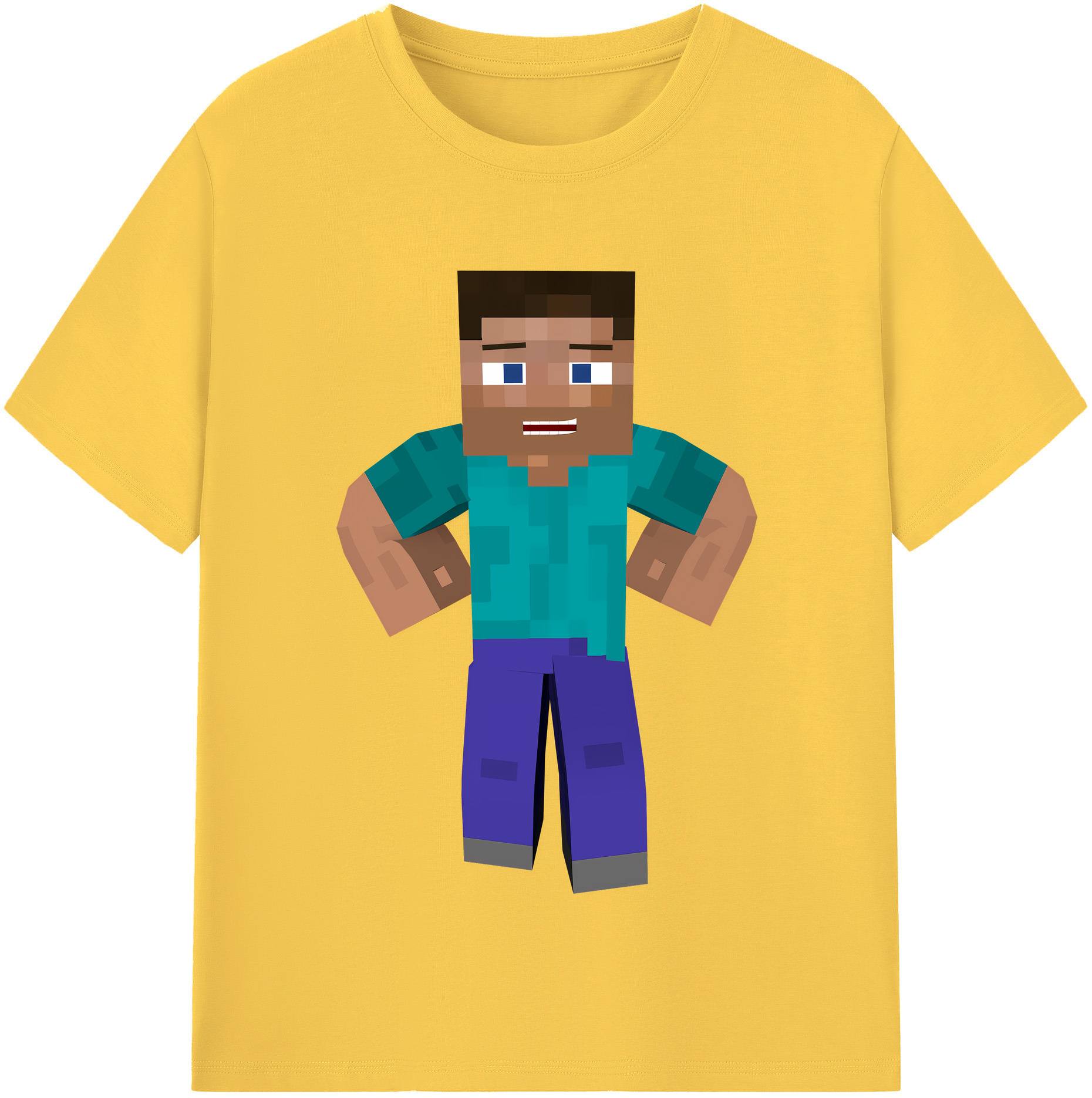 （画像用） マインクラフト ブロックの世界 Minecraft MC Block world 綿100％半袖Tシャツ（フロントプリント）