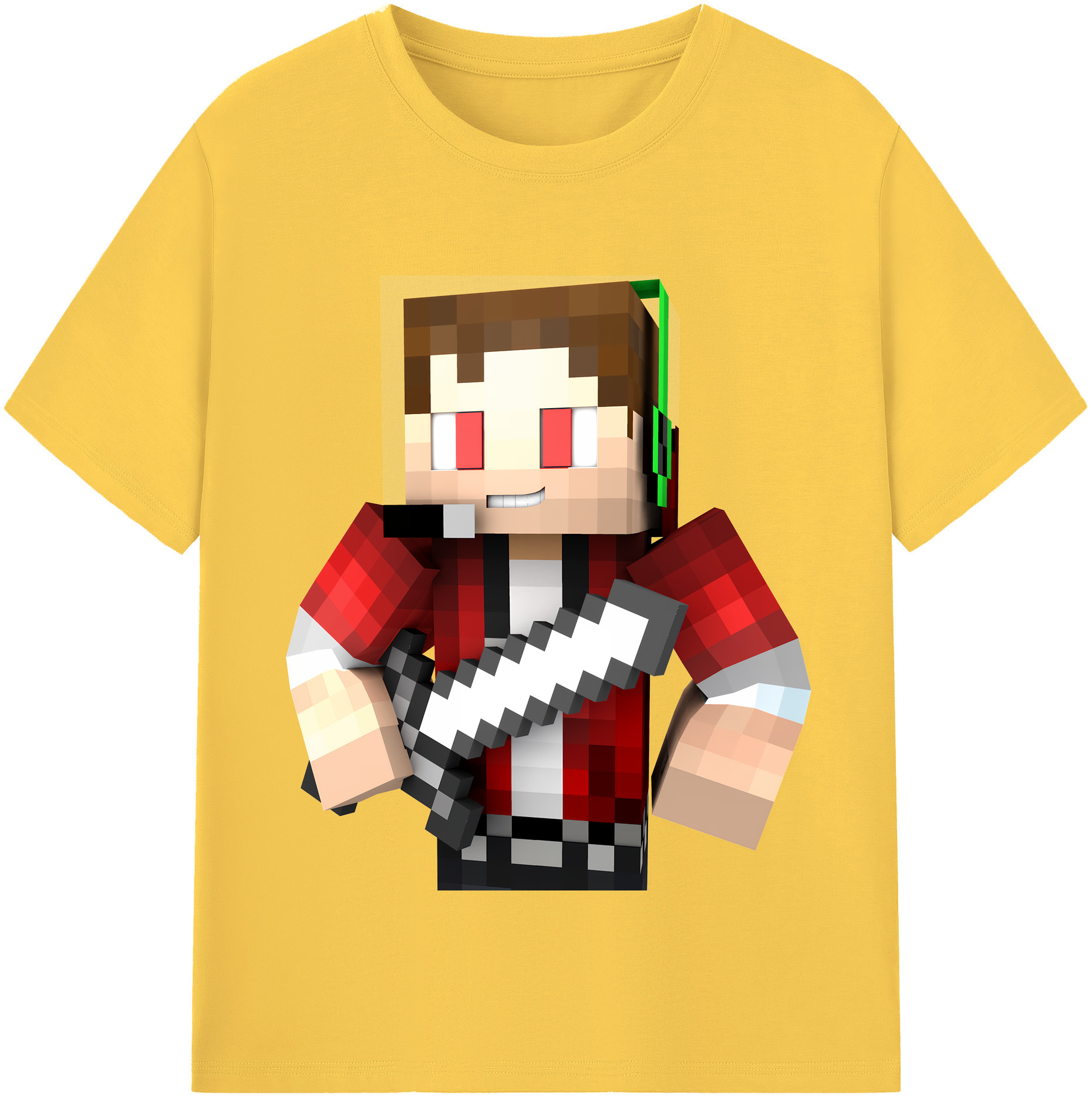 （画像用） マインクラフト ブロックの世界 Minecraft MC Block world 綿100％半袖Tシャツ（フロントプリント）