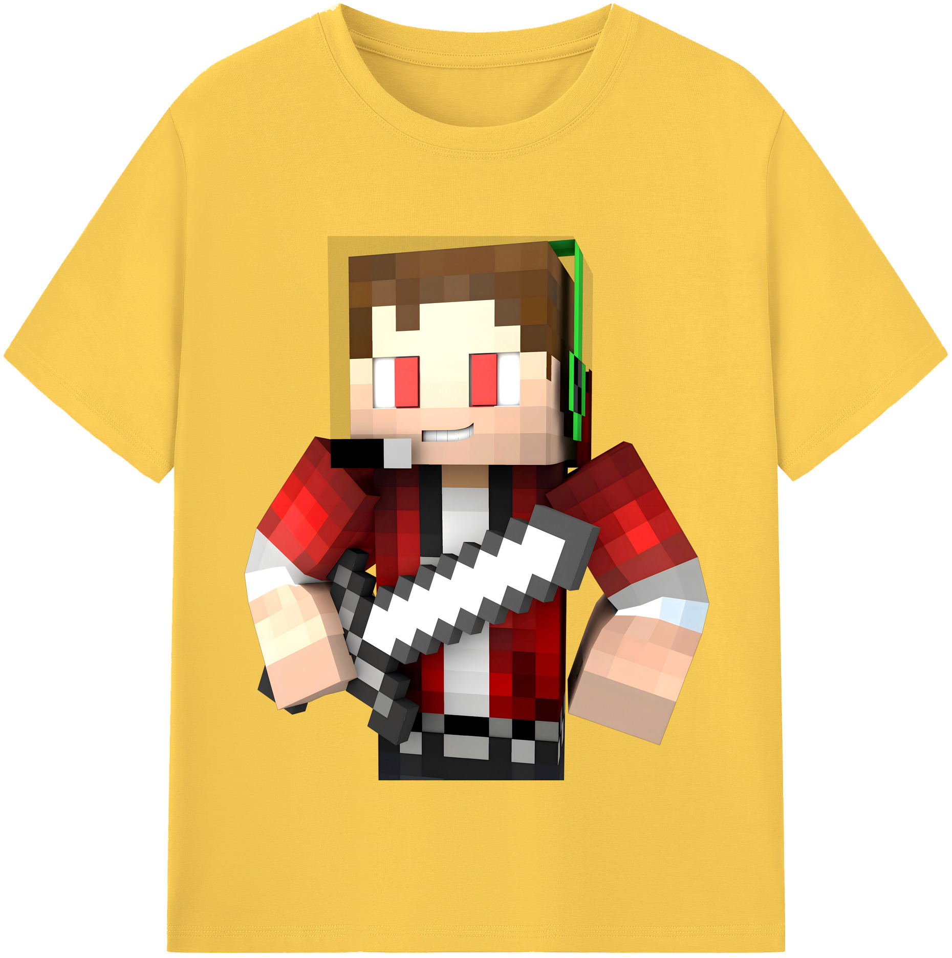 （画像用） マインクラフト ブロックの世界 Minecraft MC Block world 綿100％半袖Tシャツ（フロントプリント）