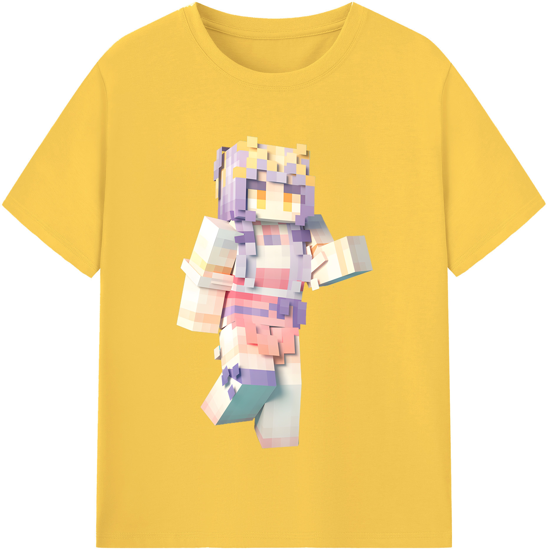 （画像用） マインクラフト ブロックの世界 Minecraft MC Block world 綿100％半袖Tシャツ（フロントプリント）