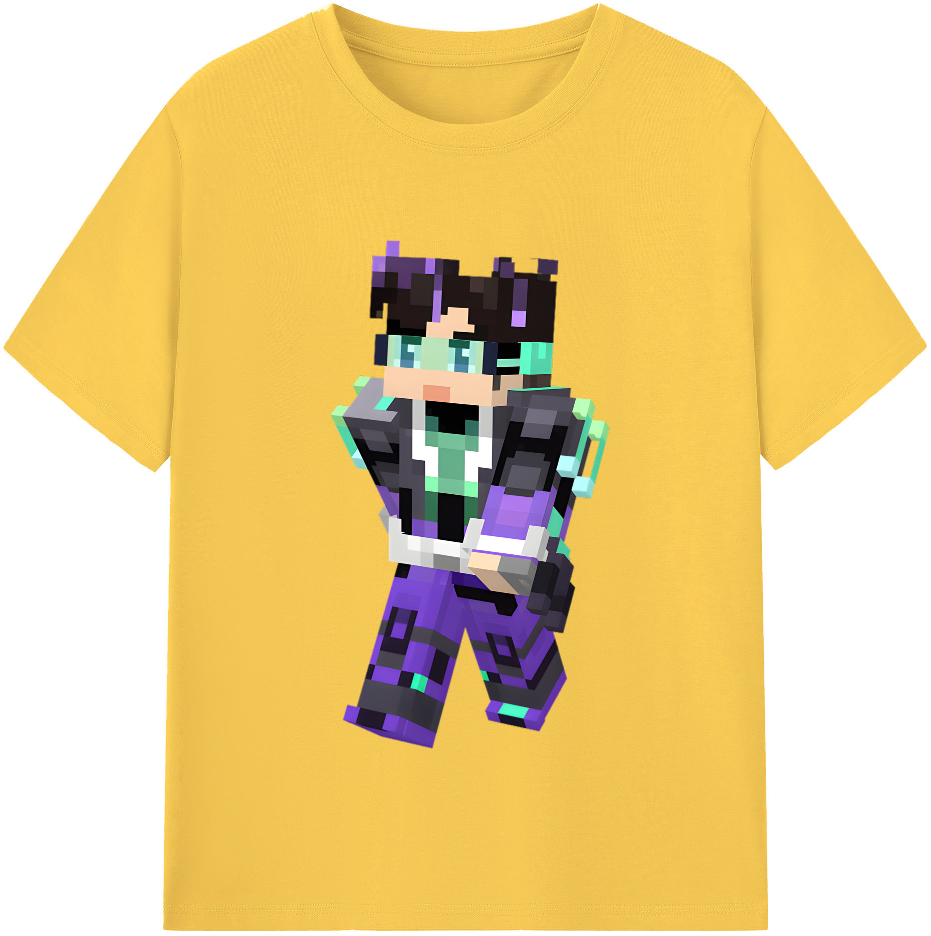 （画像用） マインクラフト ブロックの世界 Minecraft MC Block world 綿100％半袖Tシャツ（フロントプリント）