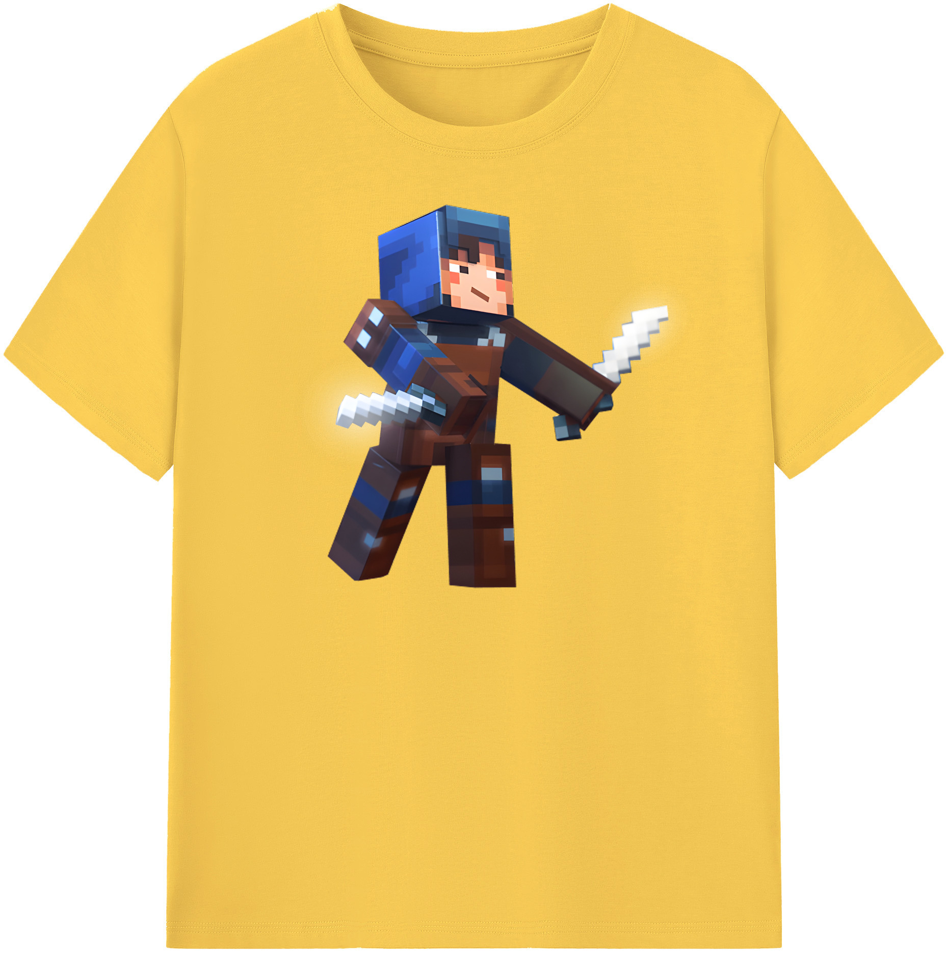 （画像用） マインクラフト ブロックの世界 Minecraft MC Block world 綿100％半袖Tシャツ（フロントプリント）