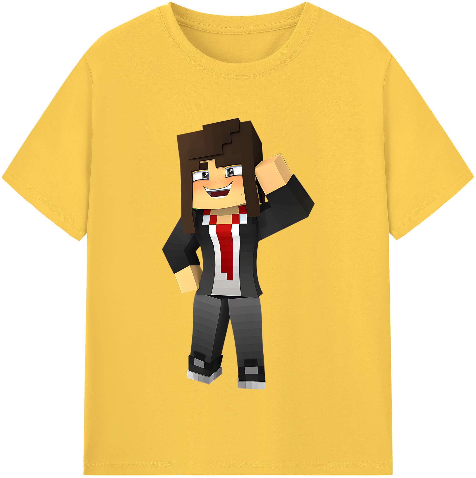 （画像用） マインクラフト ブロックの世界 Minecraft MC Block world 綿100％半袖Tシャツ（フロントプリント）