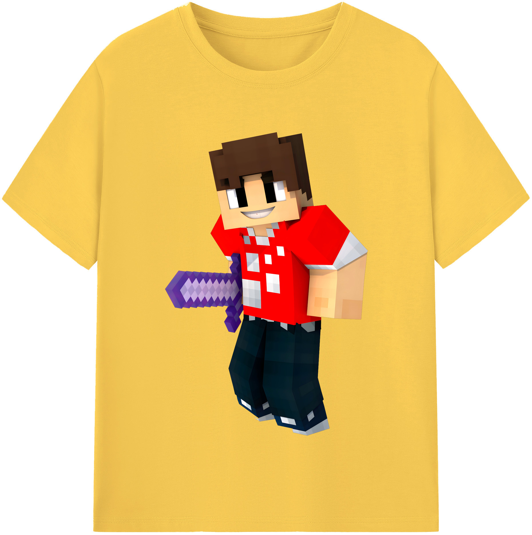 （画像用） マインクラフト ブロックの世界 Minecraft MC Block world 綿100％半袖Tシャツ（フロントプリント）