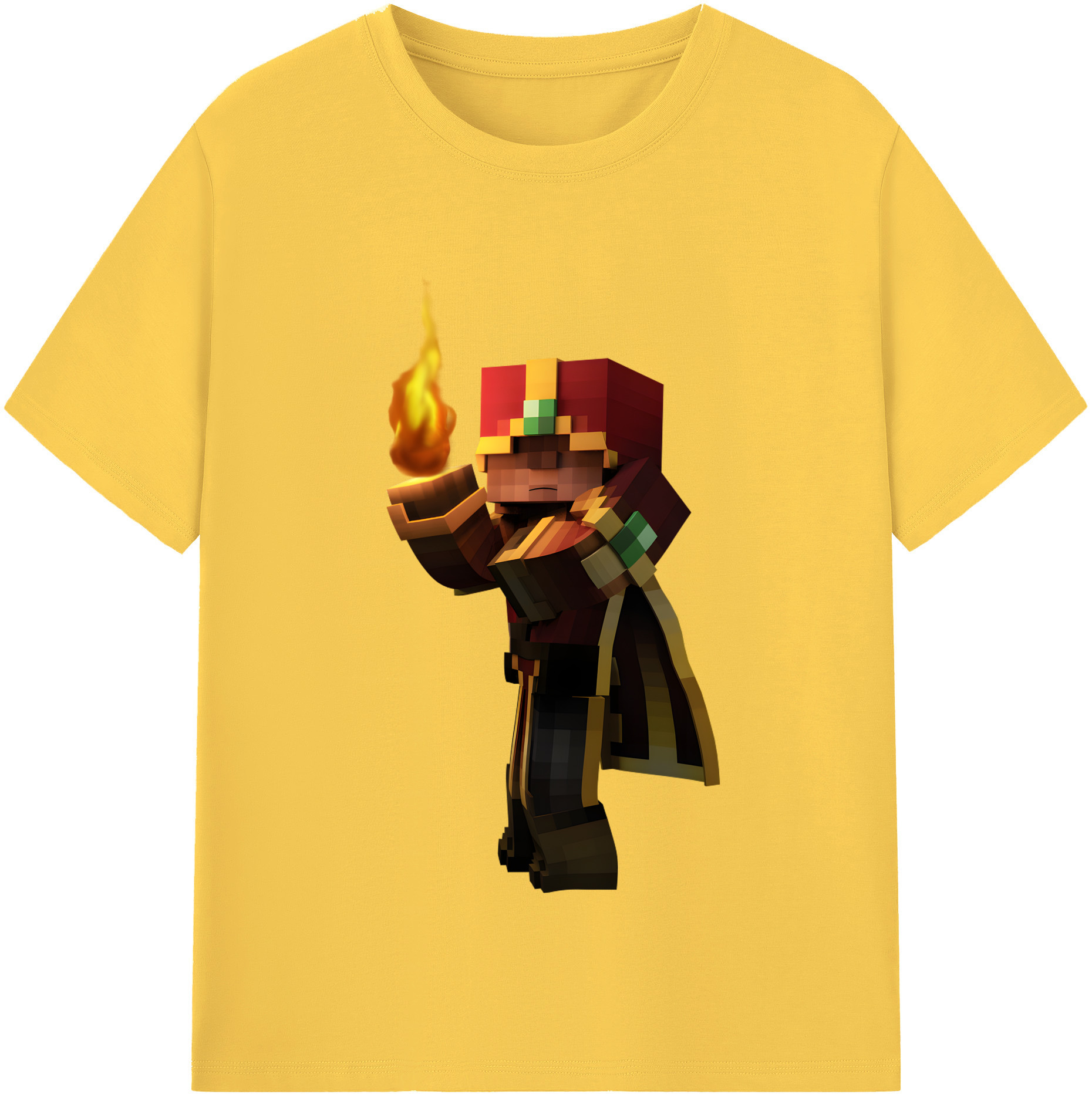（画像用） マインクラフト ブロックの世界 Minecraft MC Block world 綿100％半袖Tシャツ（フロントプリント）
