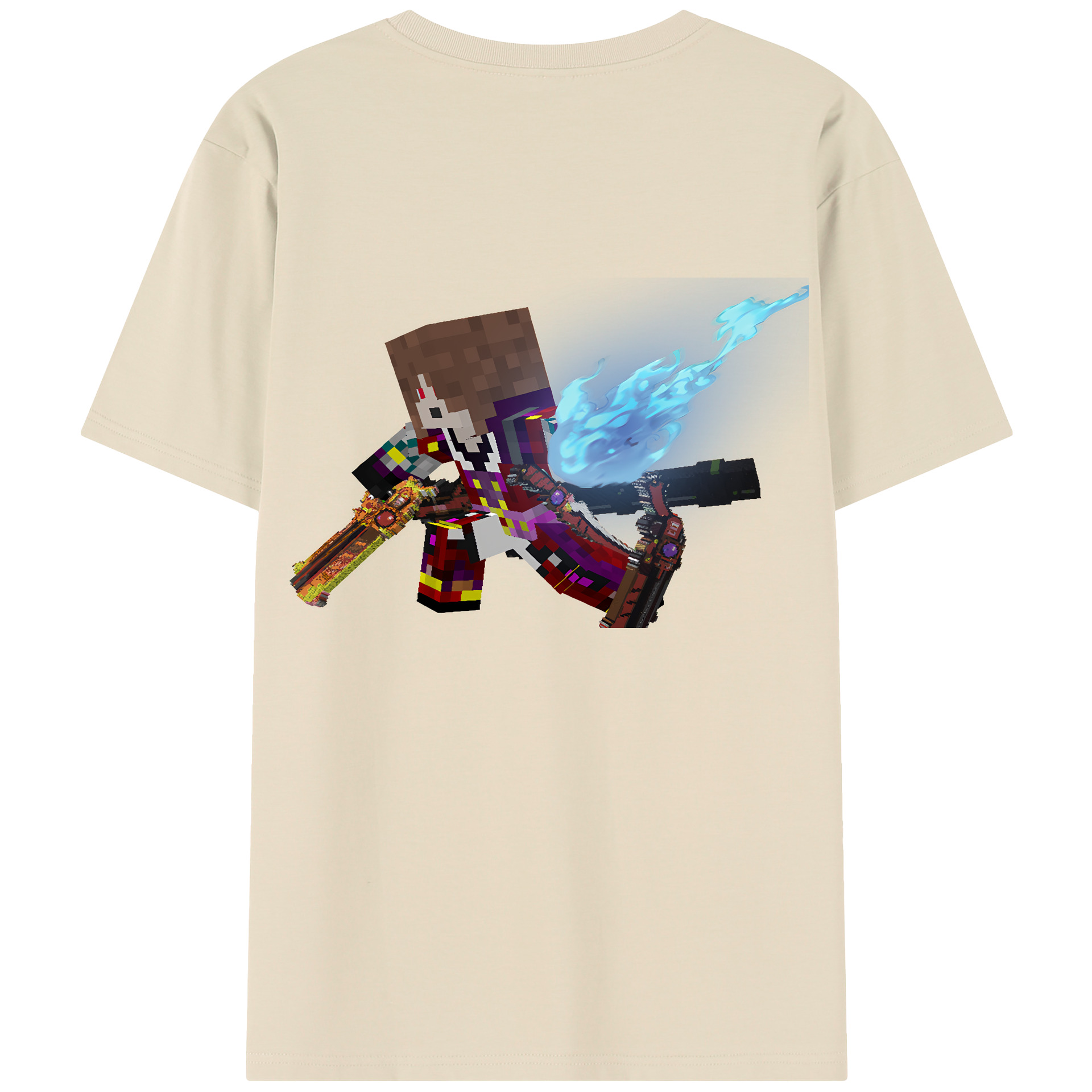 （画像用） マインクラフト ブロックの世界 Minecraft MC Block world 綿100％半袖Tシャツ（背面プリント）