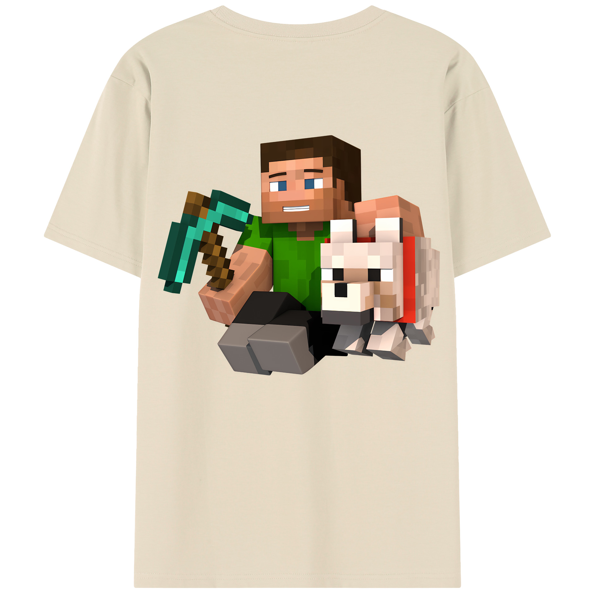 （画像用） マインクラフト ブロックの世界 Minecraft MC Block world 綿100％半袖Tシャツ（背面プリント）
