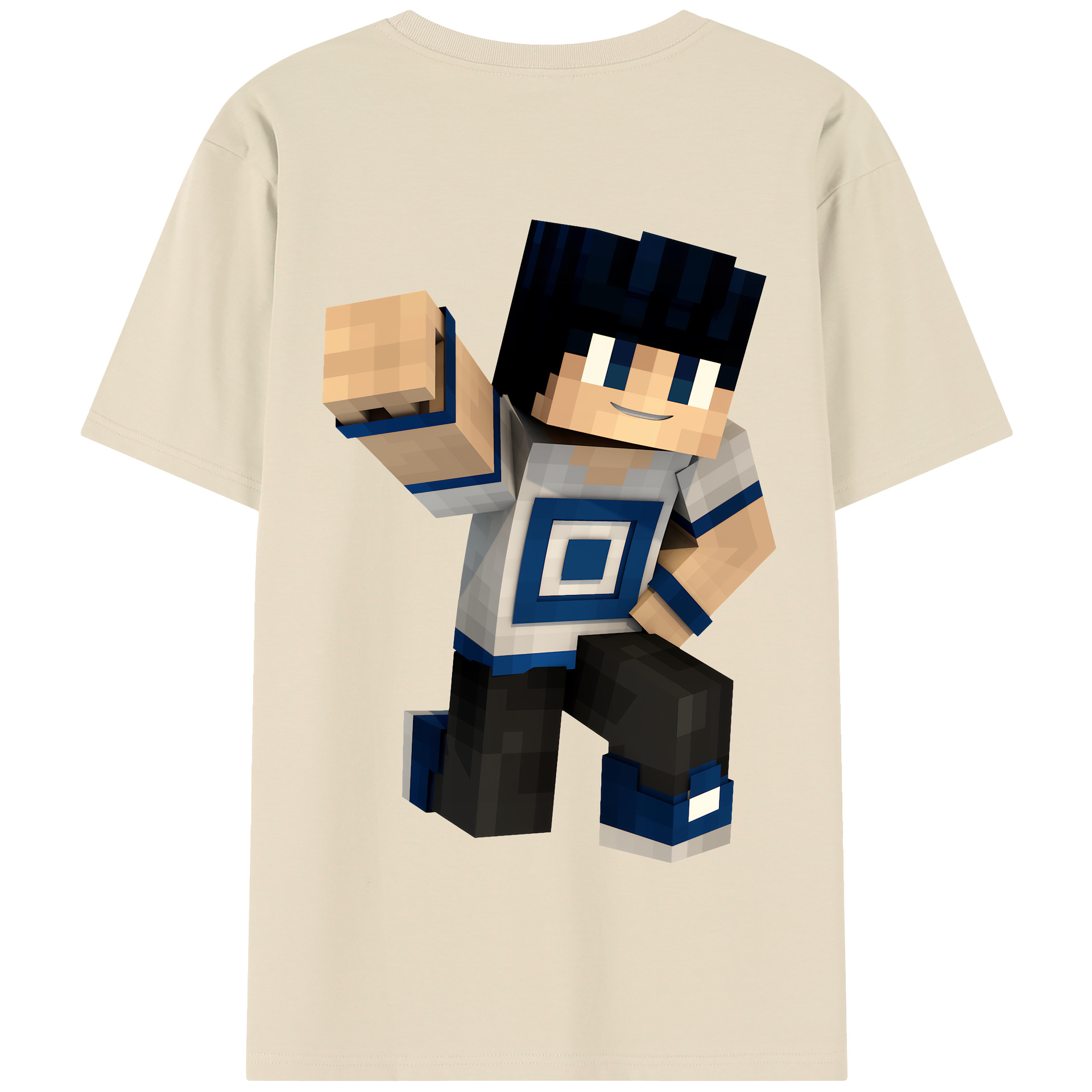 （画像用） マインクラフト ブロックの世界 Minecraft MC Block world 綿100％半袖Tシャツ（背面プリント）