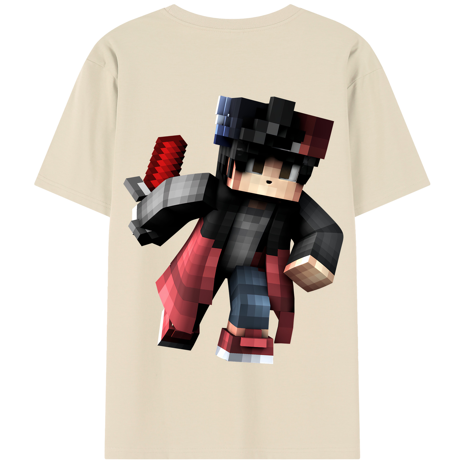 （画像用） マインクラフト ブロックの世界 Minecraft MC Block world 綿100％半袖Tシャツ（背面プリント）