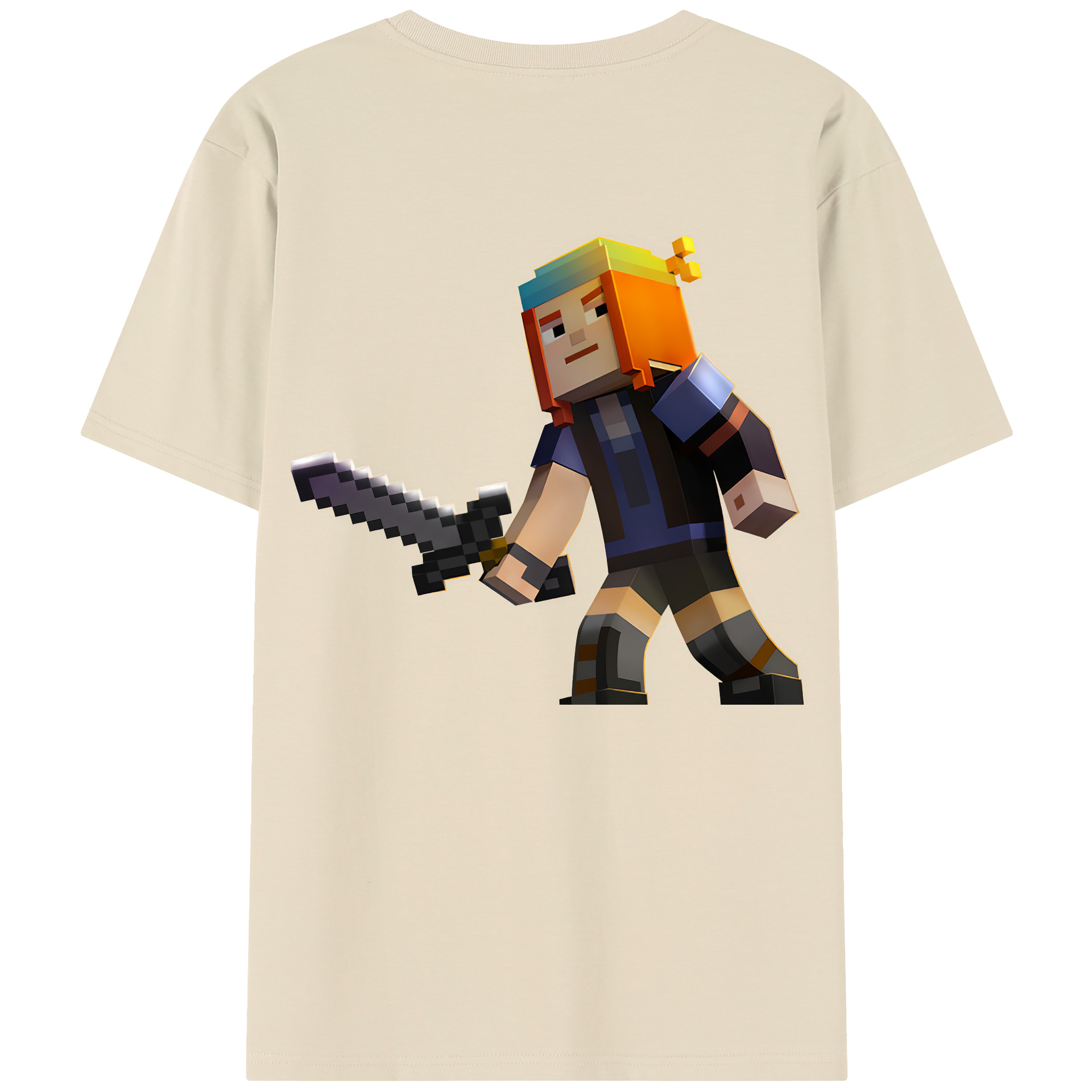 （画像用） マインクラフト ブロックの世界 Minecraft MC Block world 綿100％半袖Tシャツ（背面プリント）