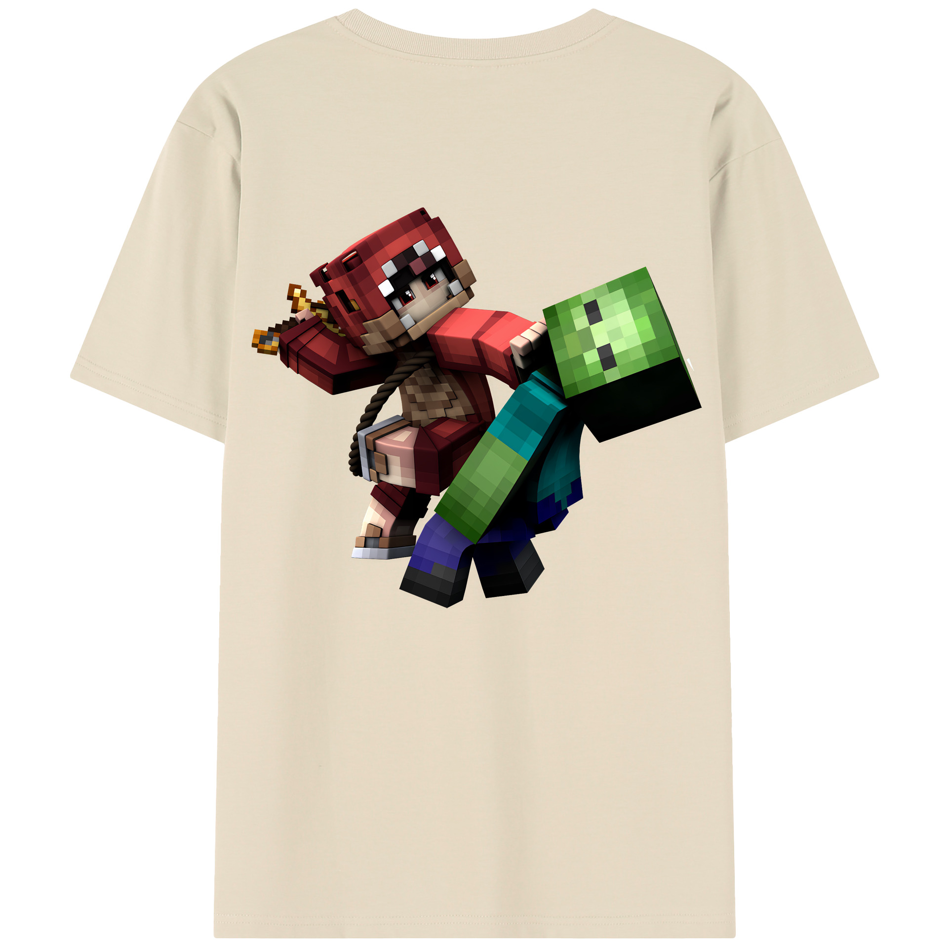 （画像用） マインクラフト ブロックの世界 Minecraft MC Block world 綿100％半袖Tシャツ（背面プリント）