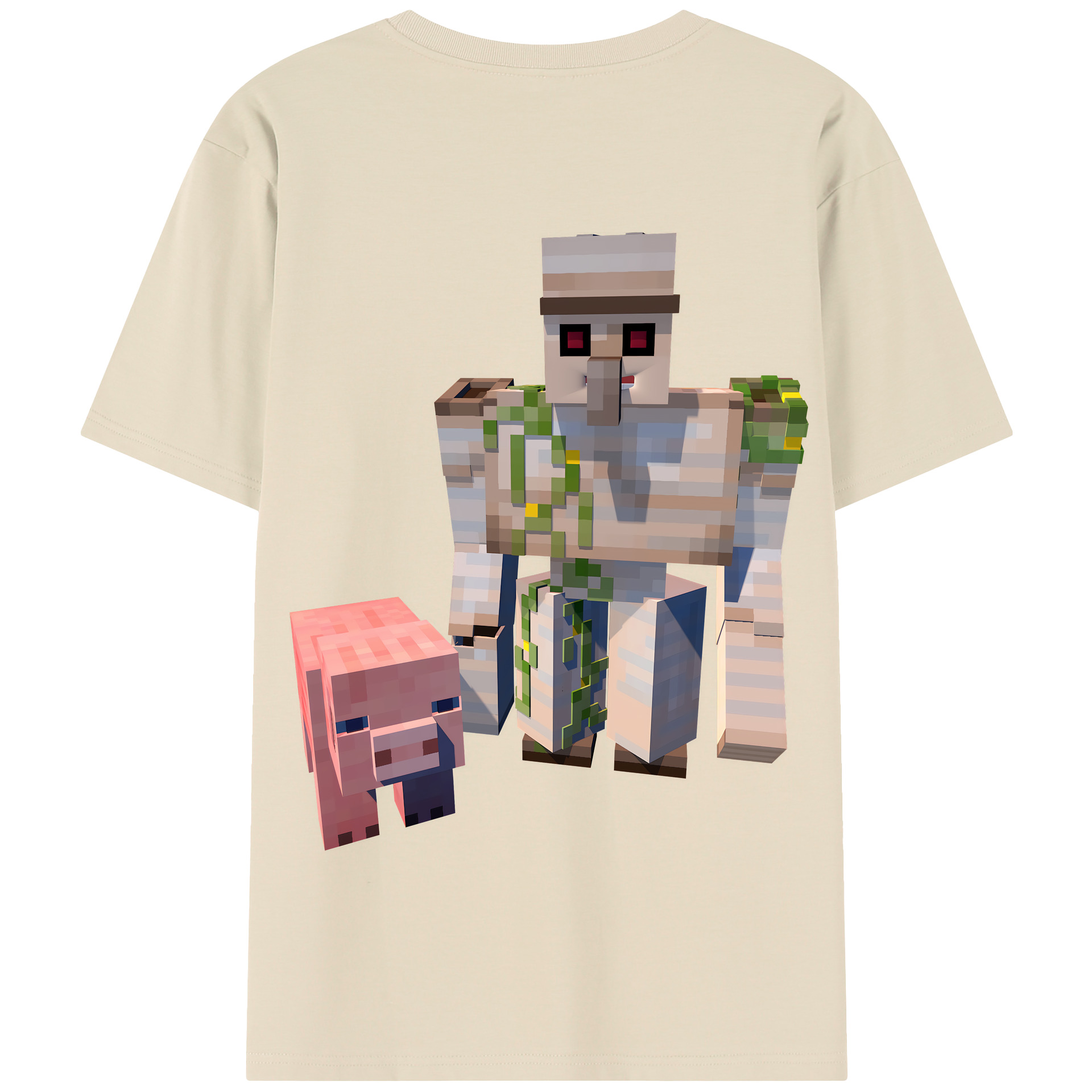 （画像用） マインクラフト ブロックの世界 Minecraft MC Block world 綿100％半袖Tシャツ（背面プリント）