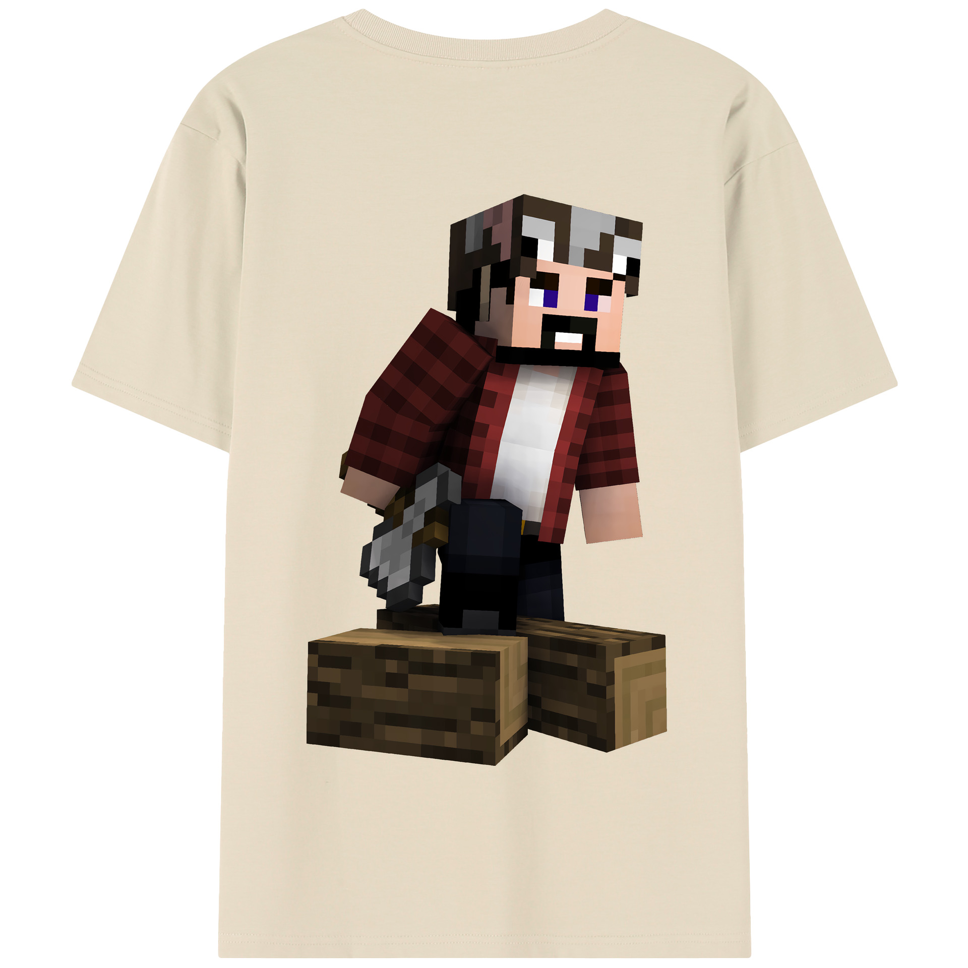 （画像用） マインクラフト ブロックの世界 Minecraft MC Block world 綿100％半袖Tシャツ（背面プリント）