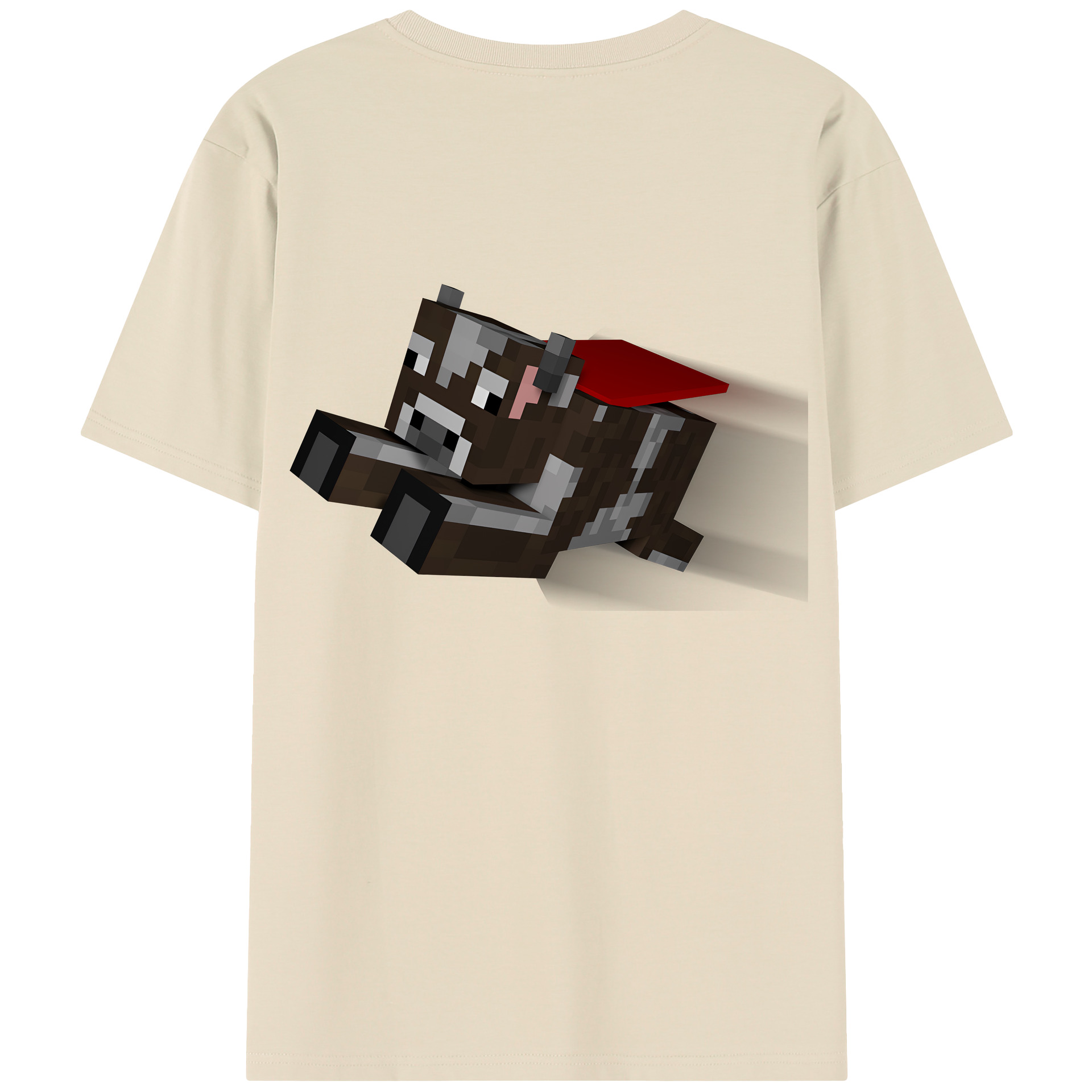 （画像用） マインクラフト ブロックの世界 Minecraft MC Block world 綿100％半袖Tシャツ（背面プリント）