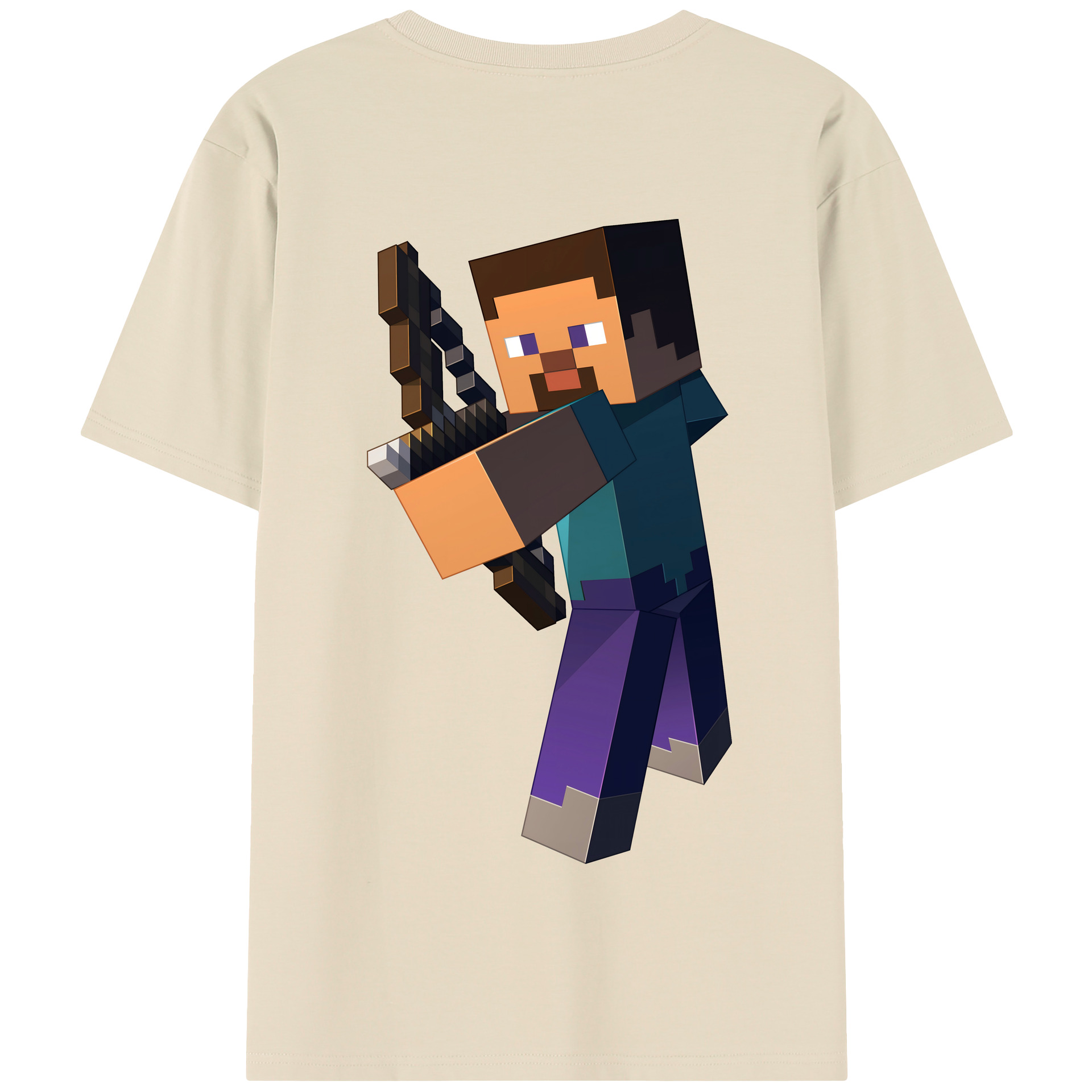 （画像用） マインクラフト ブロックの世界 Minecraft MC Block world 綿100％半袖Tシャツ（背面プリント）