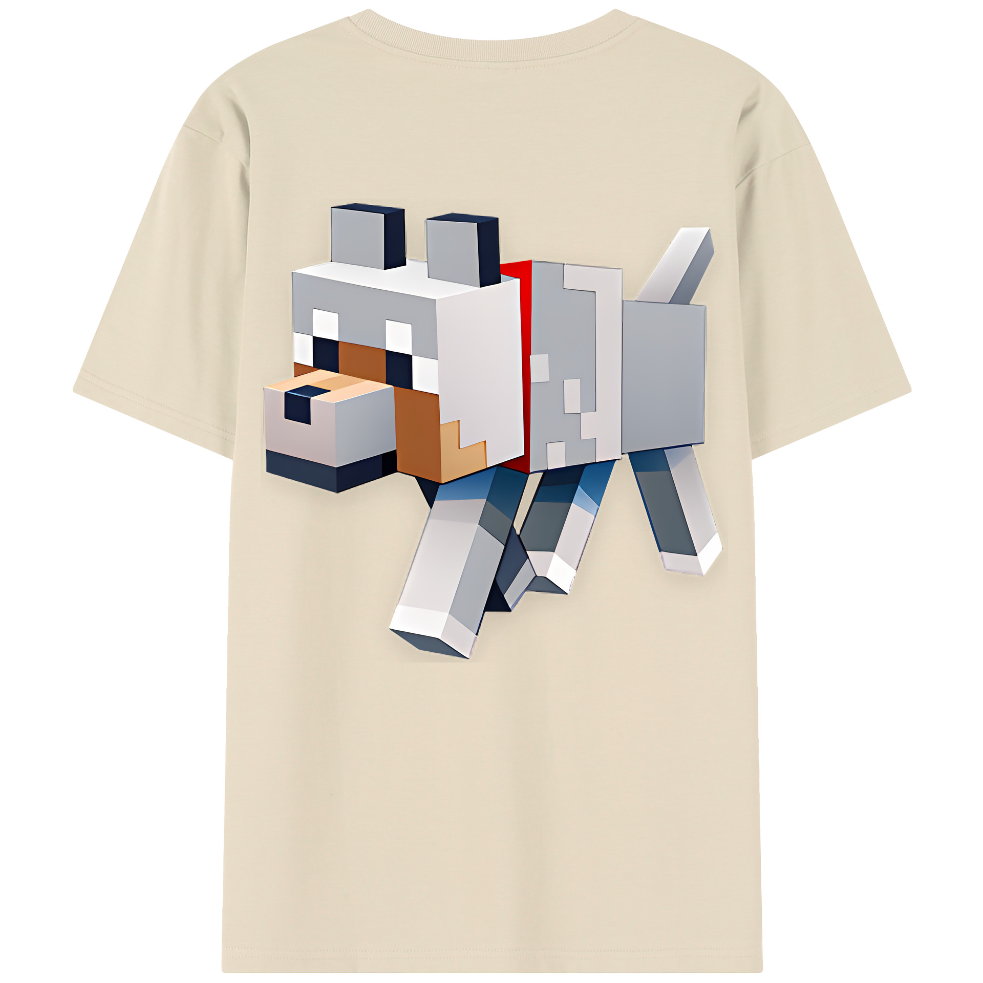 （画像用） マインクラフト ブロックの世界 Minecraft MC Block world 綿100％半袖Tシャツ（背面プリント）