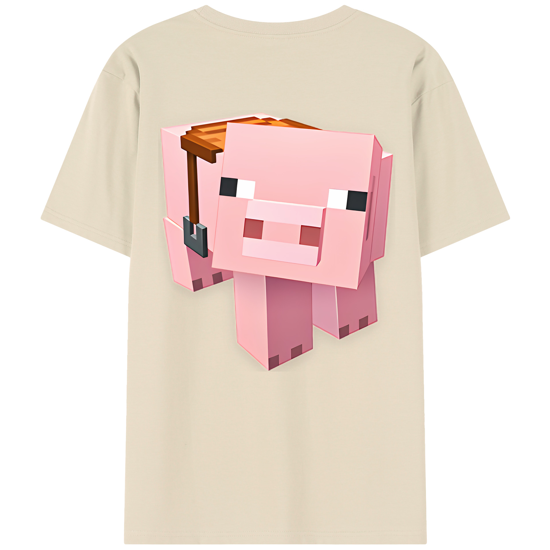 （画像用） マインクラフト ブロックの世界 Minecraft MC Block world 綿100％半袖Tシャツ（背面プリント）