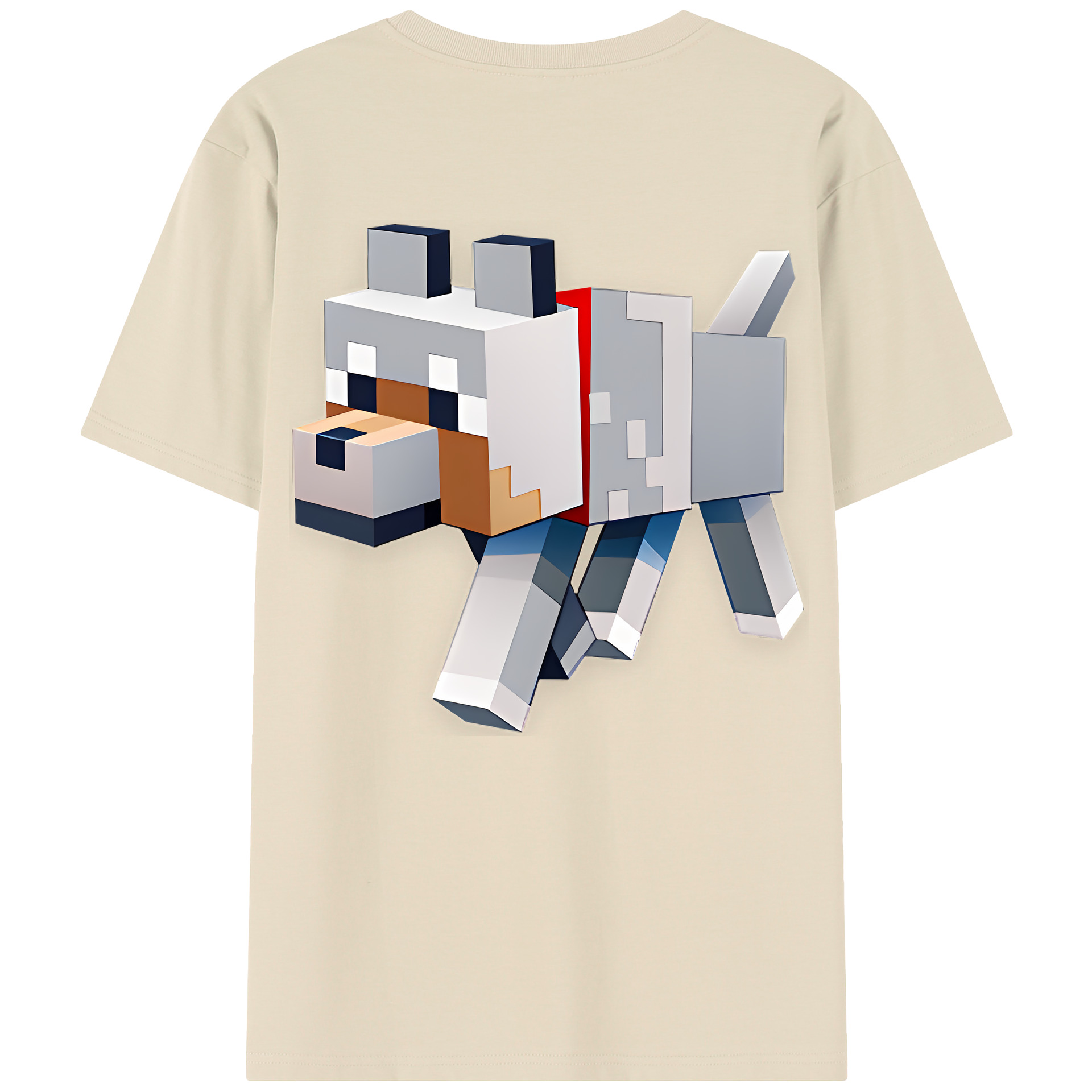 （画像用） マインクラフト ブロックの世界 Minecraft MC Block world 綿100％半袖Tシャツ（背面プリント）