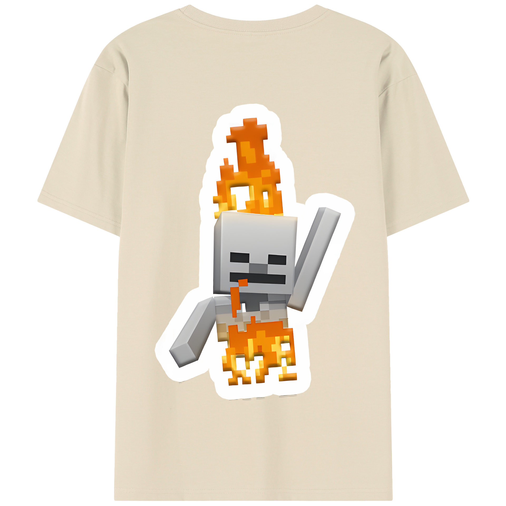 （画像用） マインクラフト ブロックの世界 Minecraft MC Block world 綿100％半袖Tシャツ（背面プリント）
