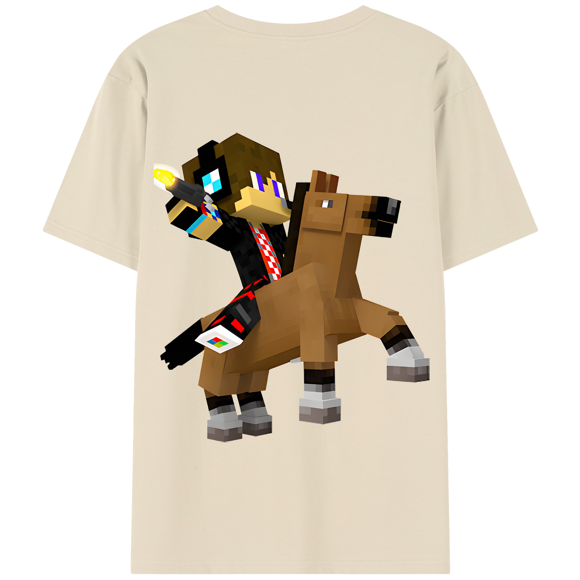 （画像用） マインクラフト ブロックの世界 Minecraft MC Block world 綿100％半袖Tシャツ（背面プリント）