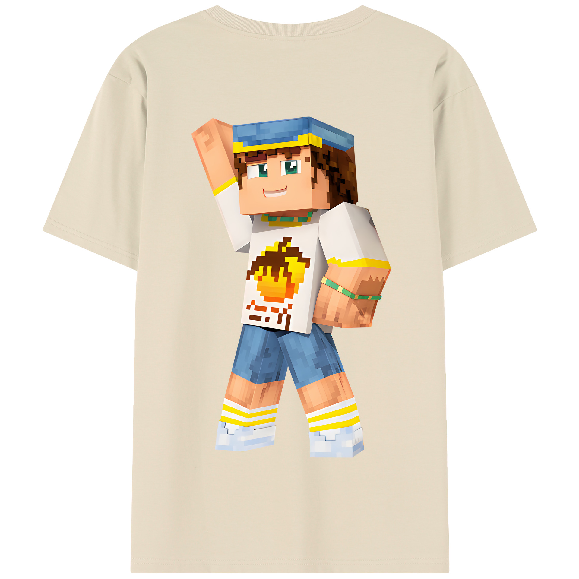 （画像用） マインクラフト ブロックの世界 Minecraft MC Block world 綿100％半袖Tシャツ（背面プリント）