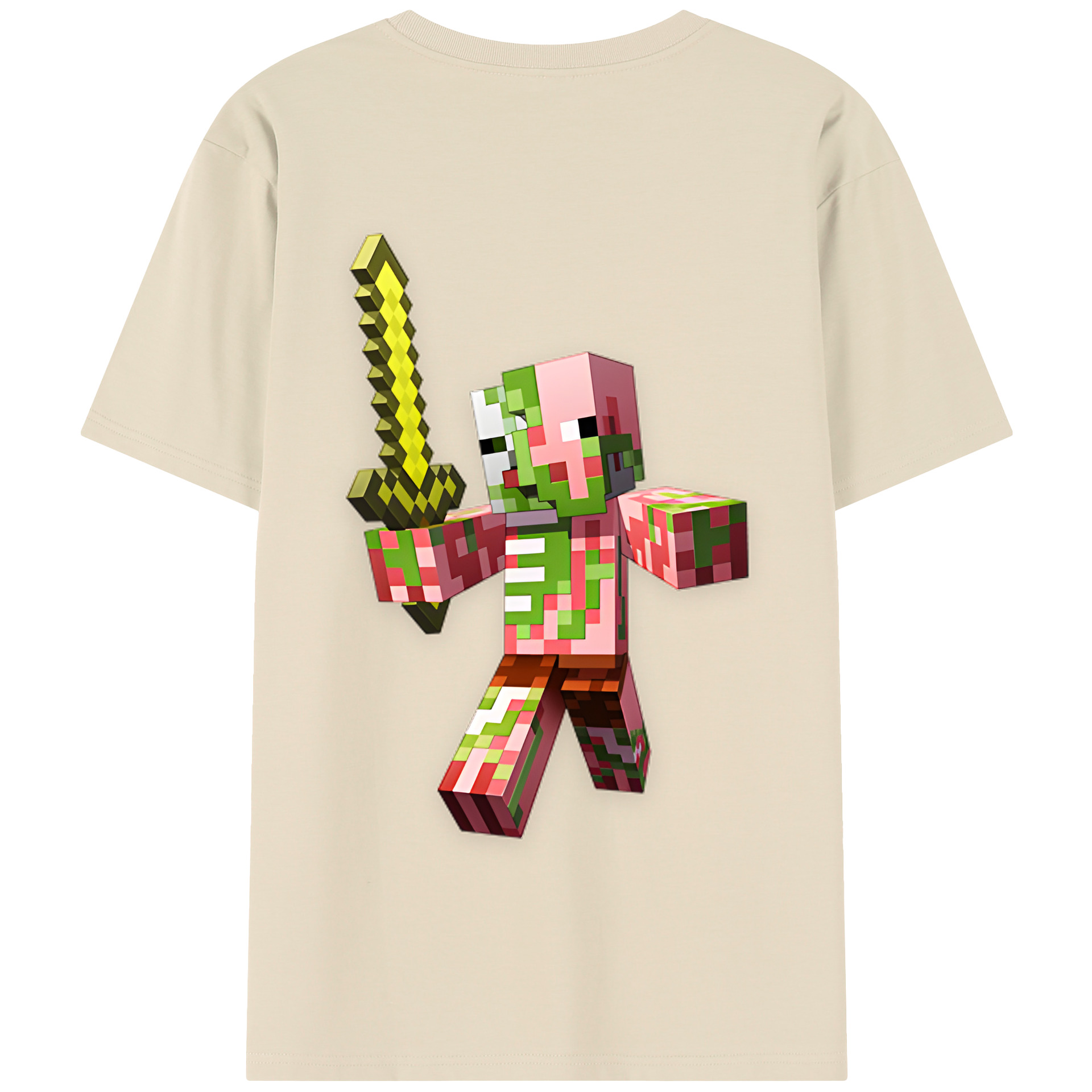 （画像用） マインクラフト ブロックの世界 Minecraft MC Block world 綿100％半袖Tシャツ（背面プリント）