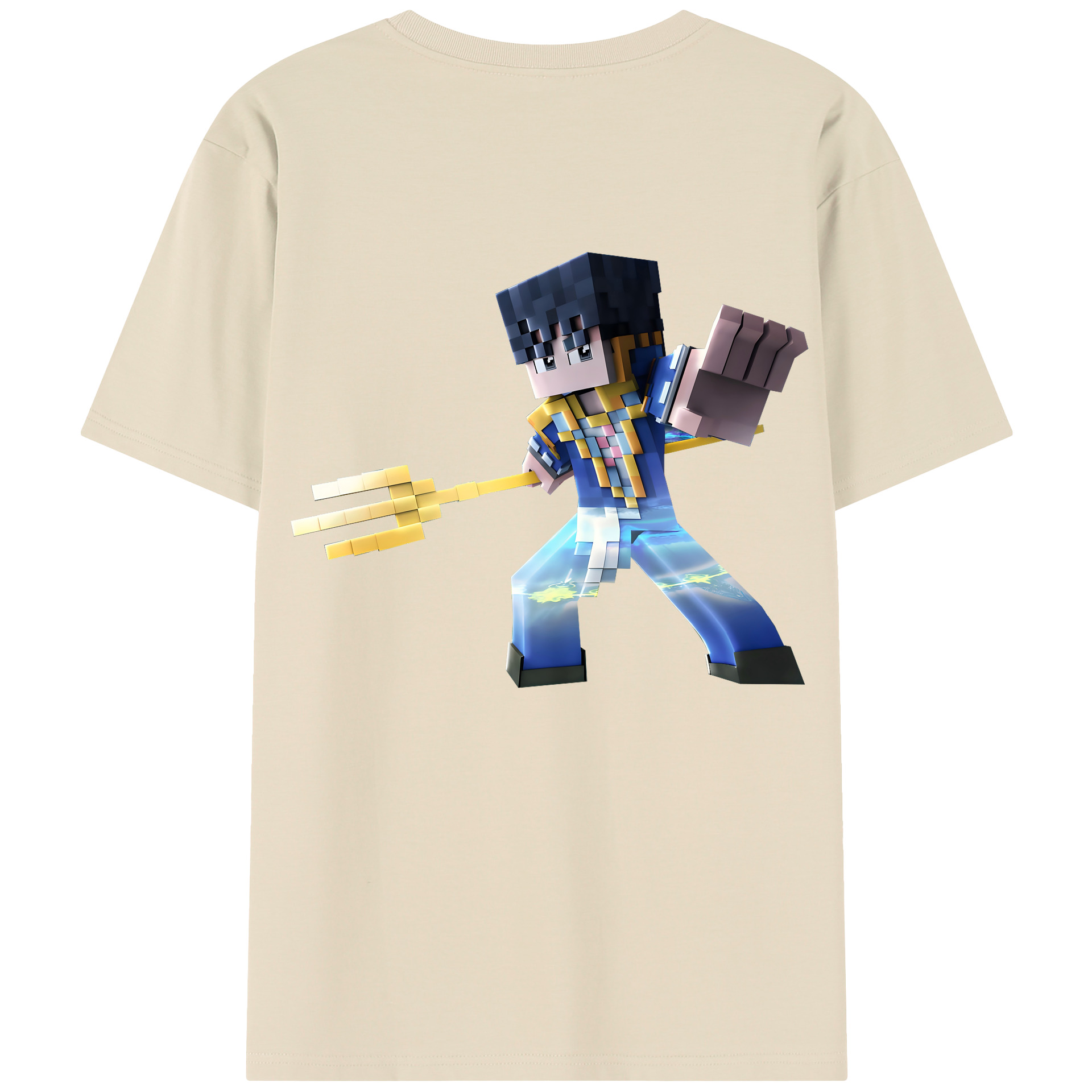 （画像用） マインクラフト ブロックの世界 Minecraft MC Block world 綿100％半袖Tシャツ（背面プリント）