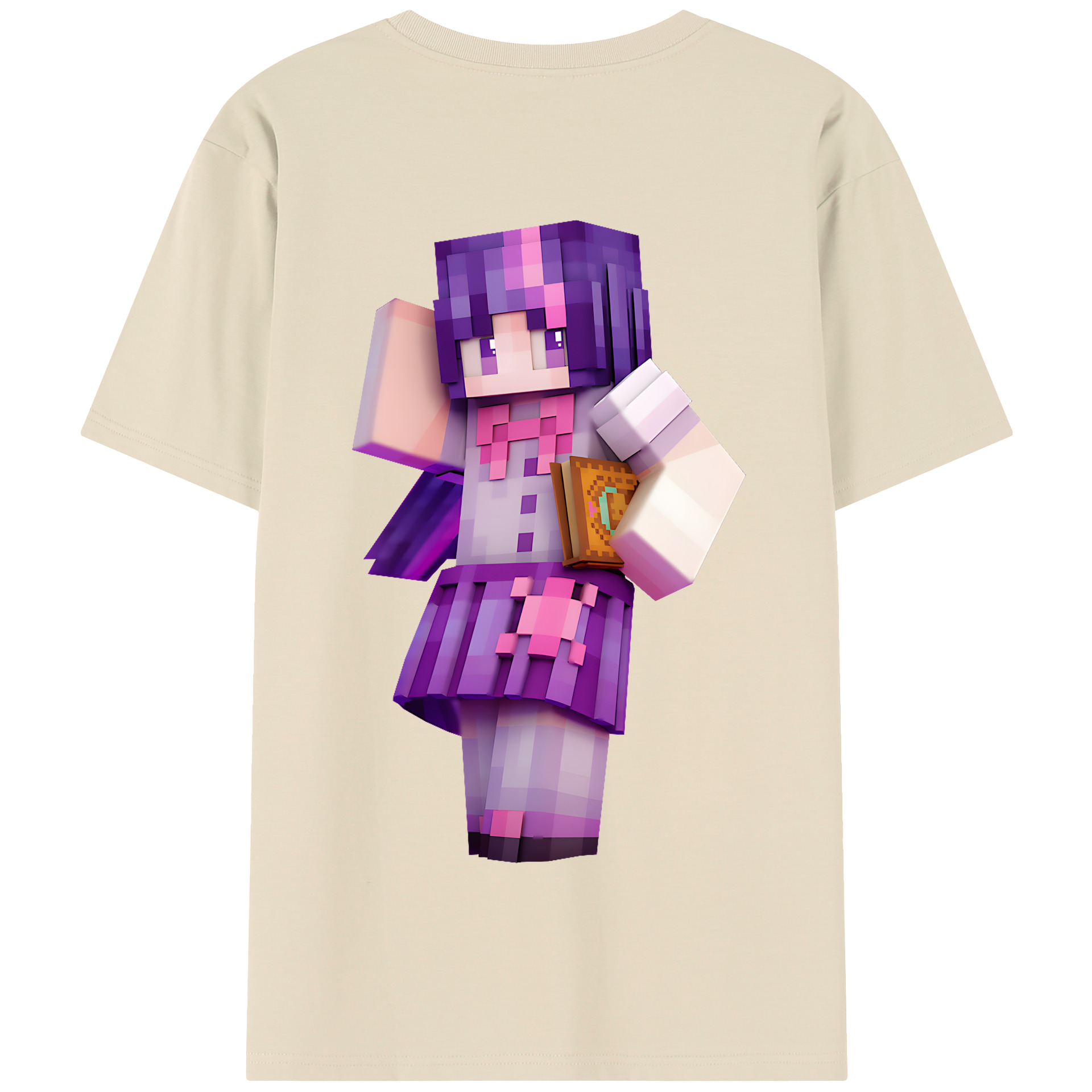 （画像用） マインクラフト ブロックの世界 Minecraft MC Block world 綿100％半袖Tシャツ（背面プリント）