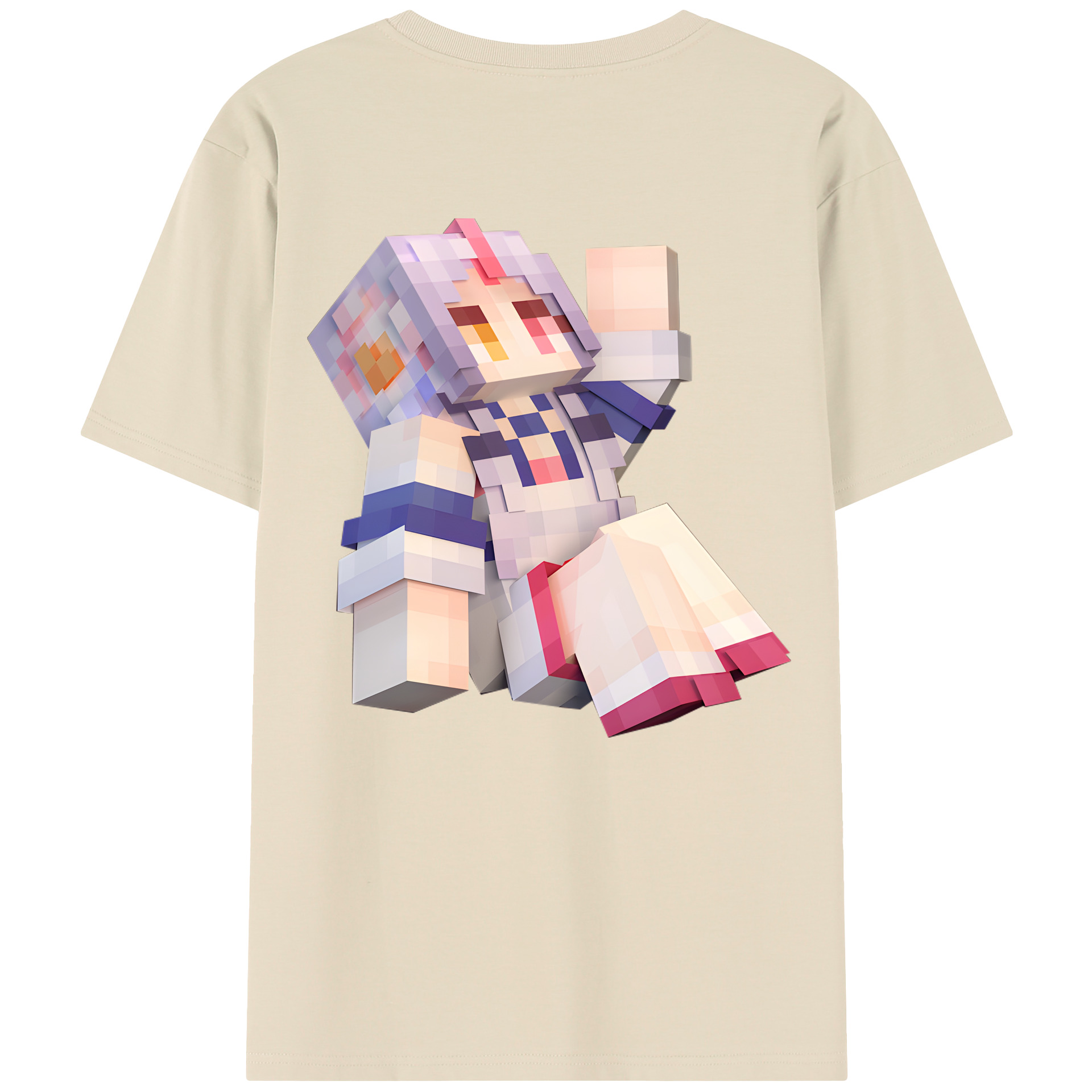 （画像用） マインクラフト ブロックの世界 Minecraft MC Block world 綿100％半袖Tシャツ（背面プリント）