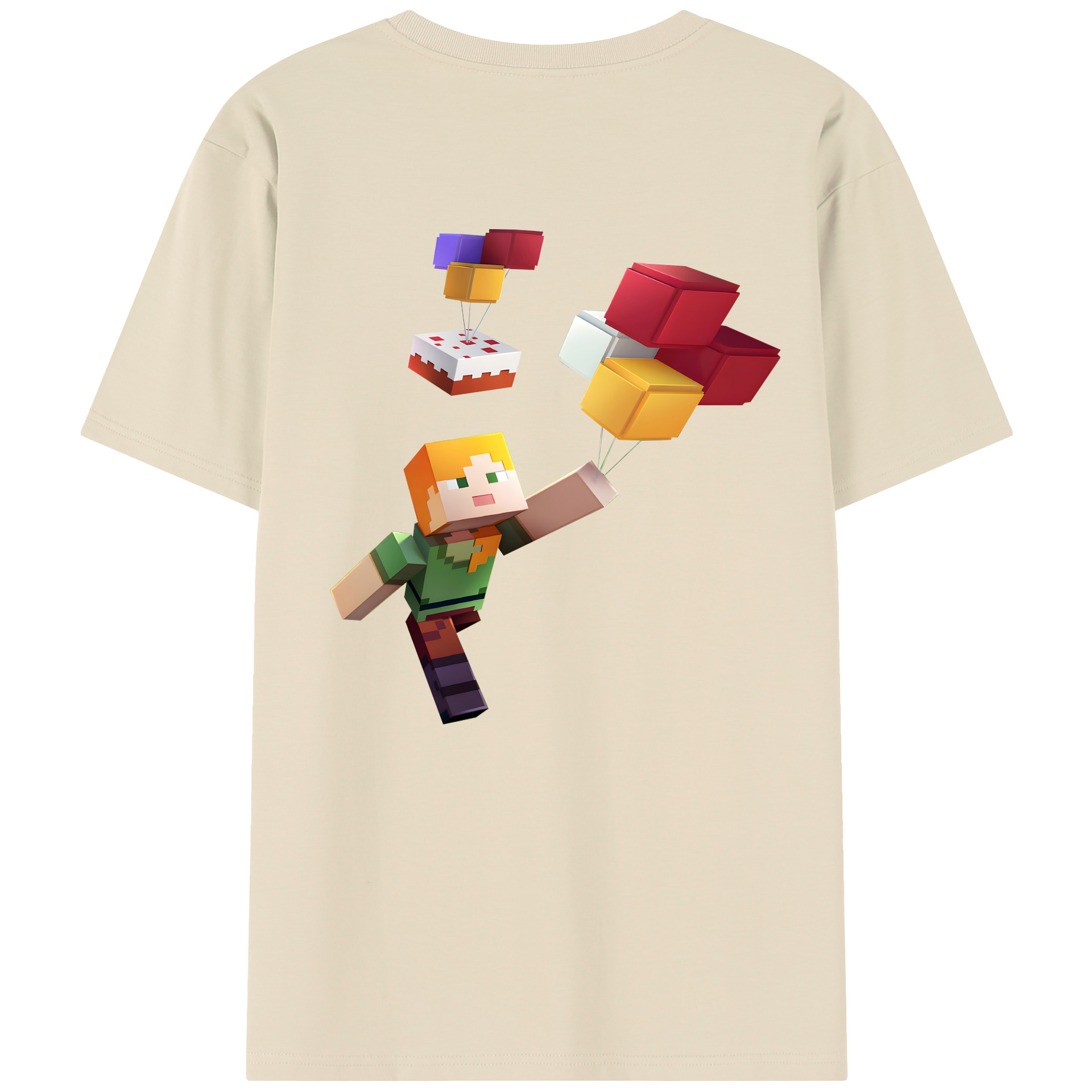 （画像用） マインクラフト ブロックの世界 Minecraft MC Block world 綿100％半袖Tシャツ（背面プリント）